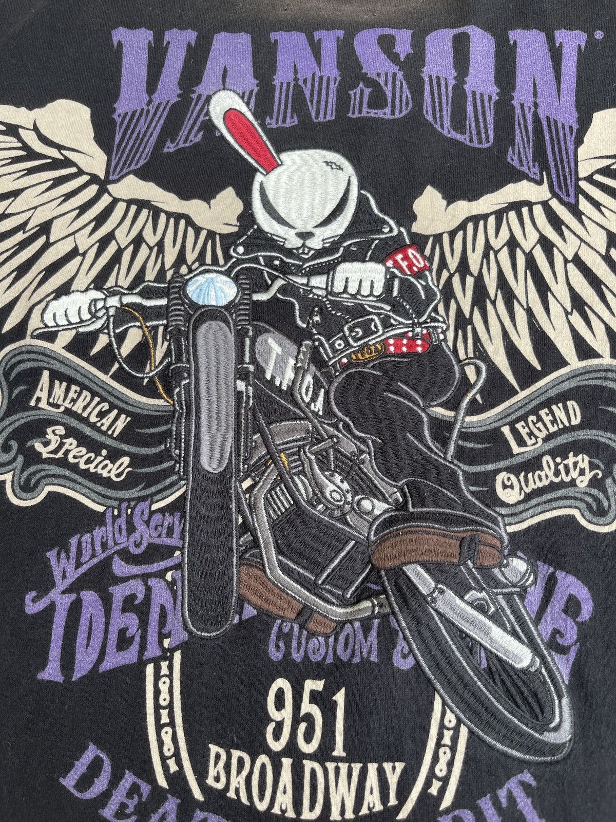 Japanese Brand Rare🔥 VANSON Leather Death Rabbit TFOA Embroidered Tee Size US XL / EU 56 / 4 - 2 Thumbnail