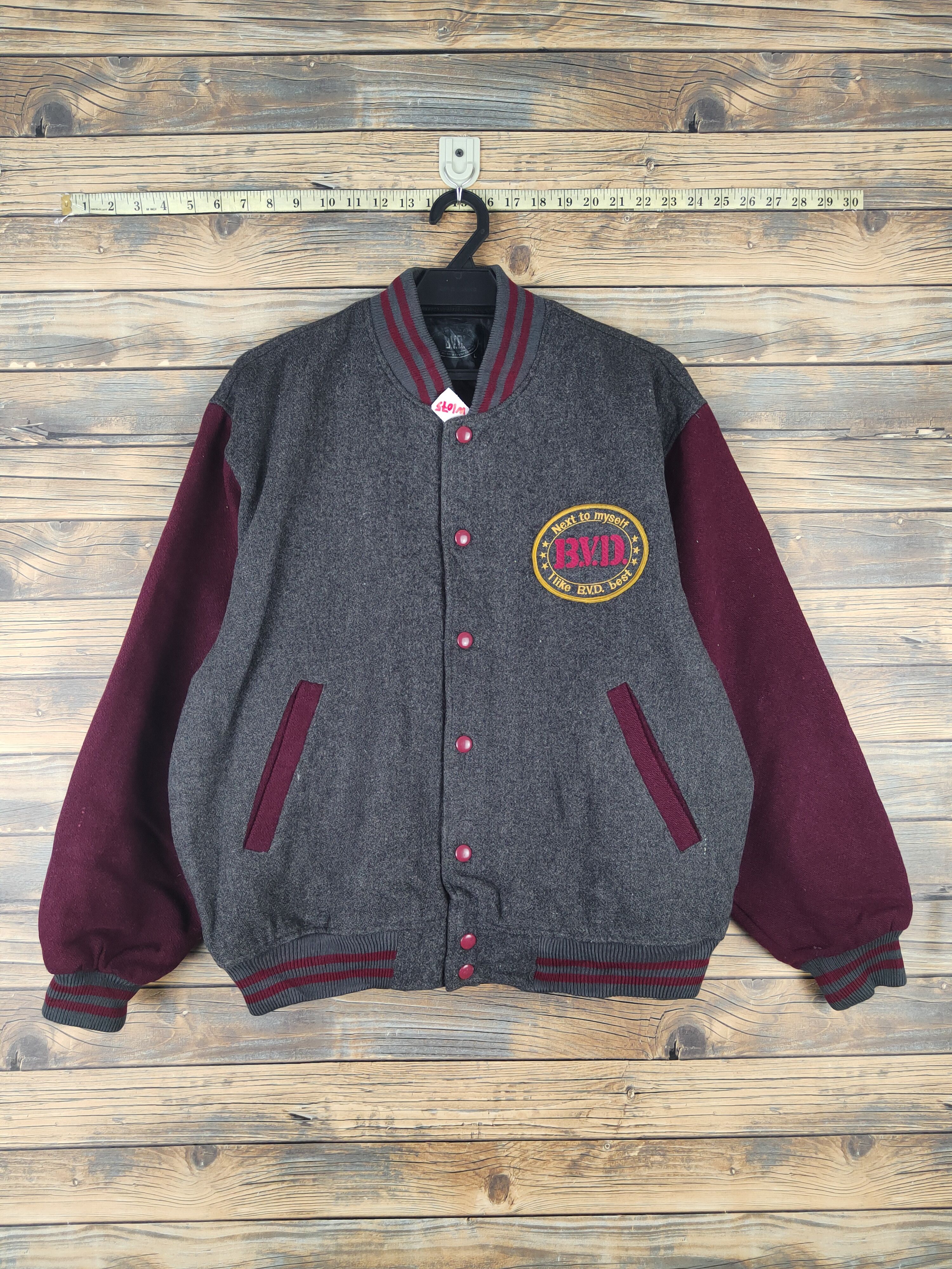 Japanese Brand B.V.D Dark Gray vintage Varsity Jackets #W1075 Size US L / EU 52-54 / 3 - 1 Thumbnail