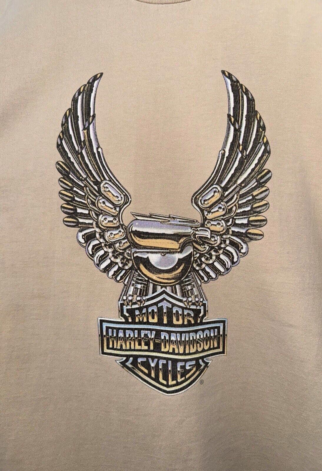 Harley Davidson Vintage Harley Davidson Tan Chrome Eagle Shirt Sz L RARE Size US L / EU 52-54 / 3 - 2 Thumbnail