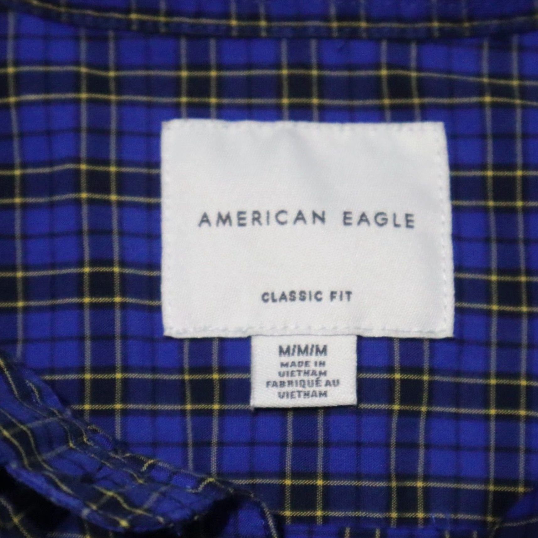 Vintage VINTAGE American Eagle Shirt Blue Checkered Long Sleeve Button-Up Adult M Medium Blue 90s Concert Style Mens Size US M / EU 48-50 / 2 - 3 Thumbnail