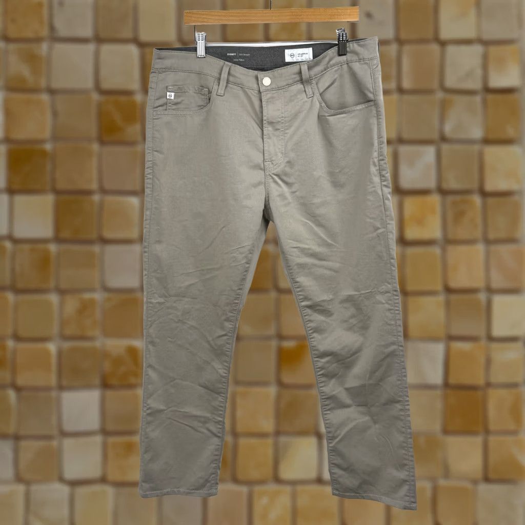 Vintage AG Adriano Goldschmied The Everett Slim Straight Chino Pants Mens 37x28 Beige Size US 35 - 1 Thumbnail