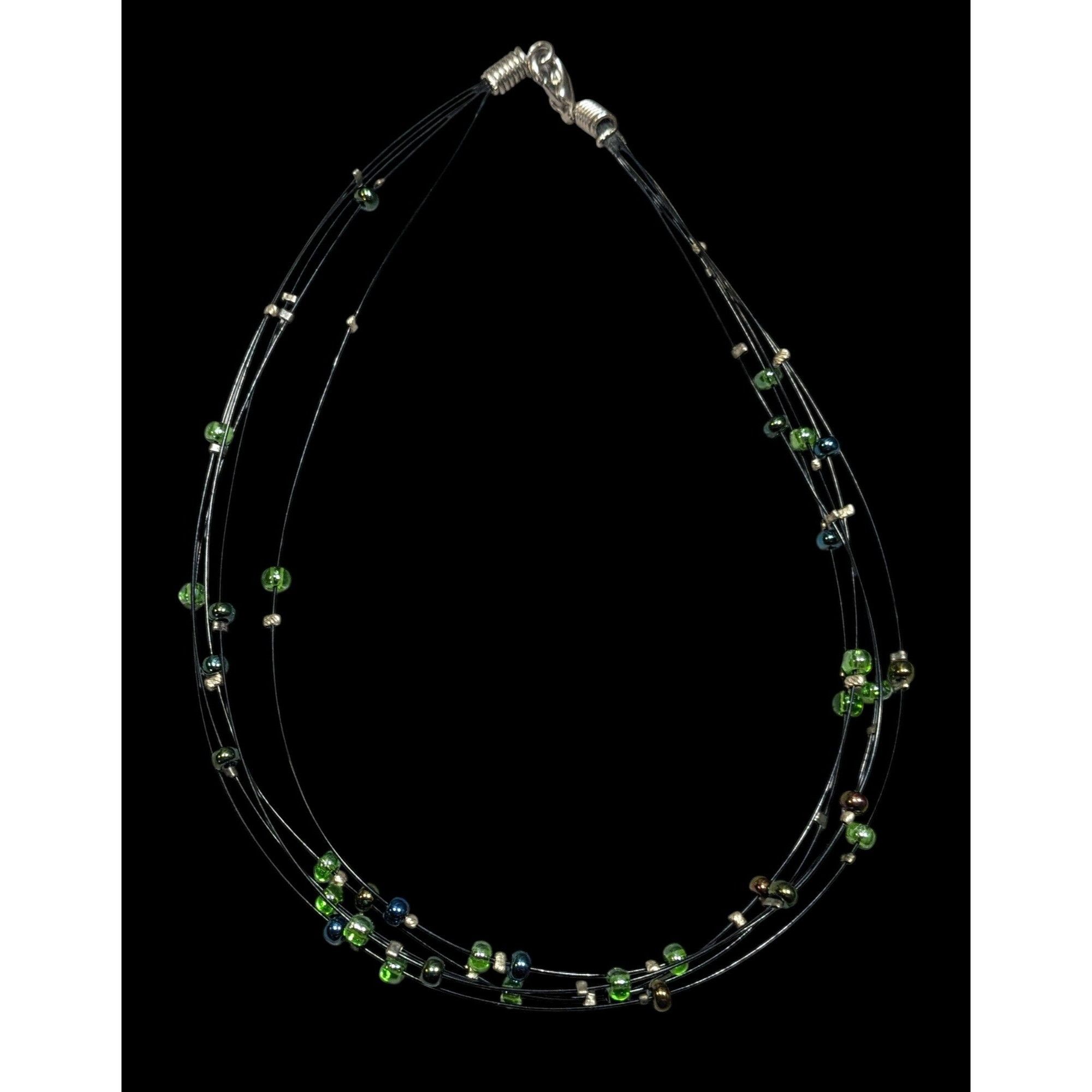 Other Casual Green And Brown Layered Floating Glass Bead Necklace Size ONE SIZE - 2 Thumbnail