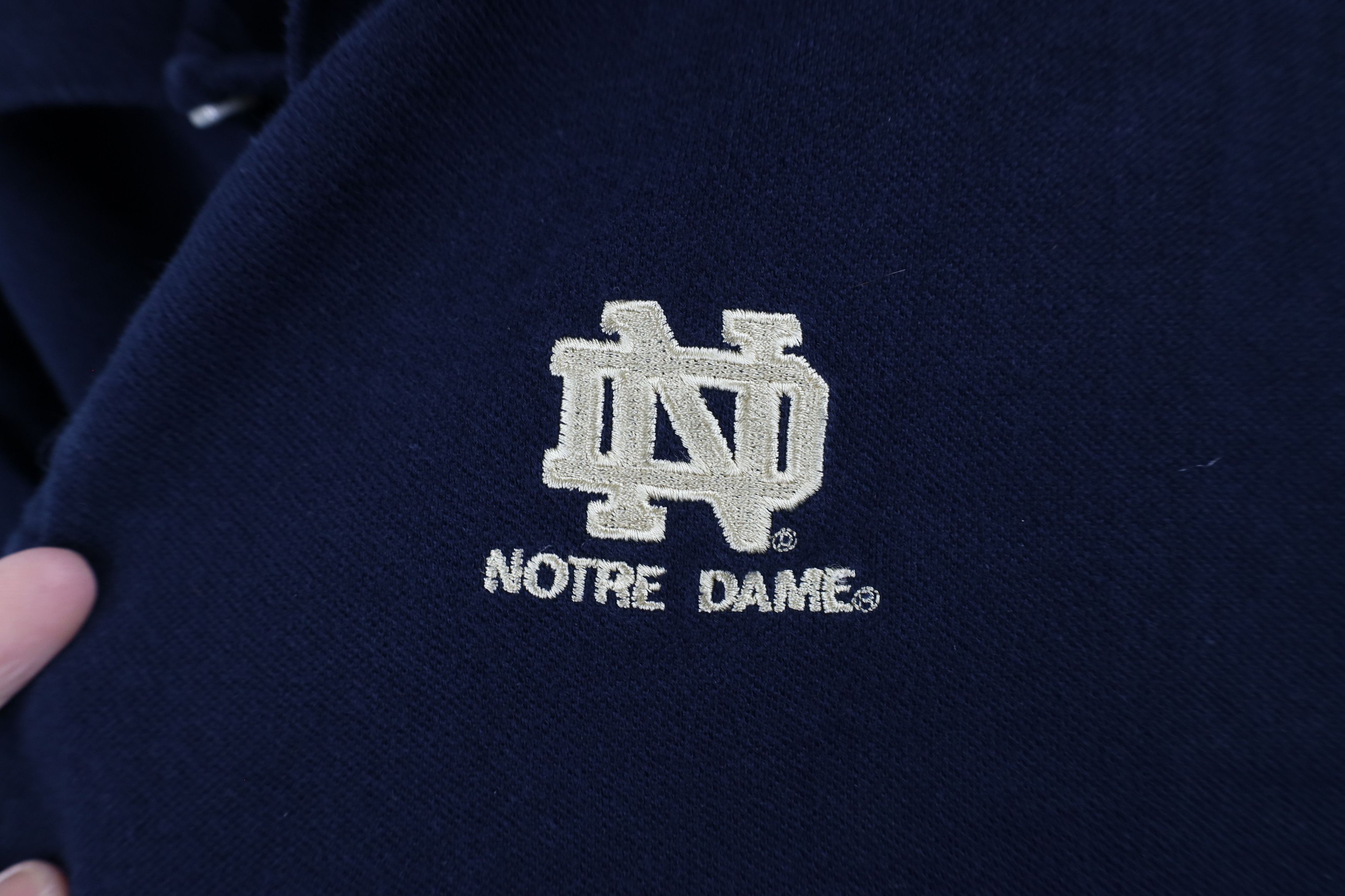 Vintage Vintage 90s Faded Notre Dame University Polo Shirt Blue Size US XXL / EU 58 / 5 - 5 Thumbnail