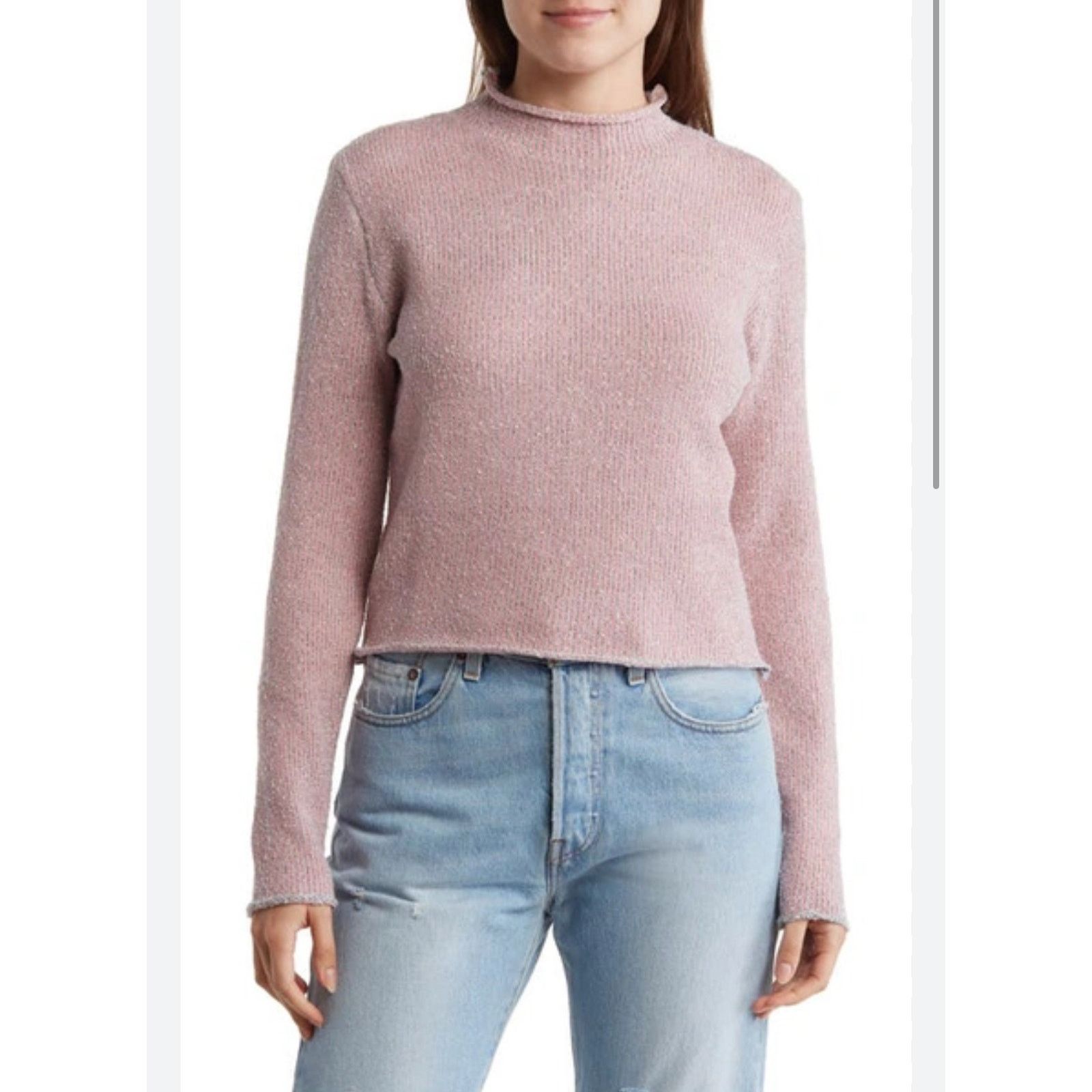 Other Cotton Emporium Womens Pink/Gray Striped Mock Sweater M NWOT Size M / US 6-8 / IT 42-44 - 1 Thumbnail