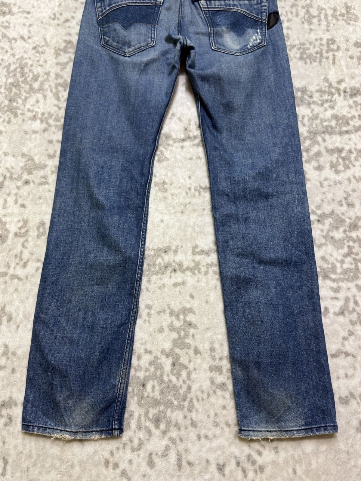 Diesel Diesel Slammer Blue Distressed Zipper Back Pocket Jeans Men Size US 31 - 13 Thumbnail