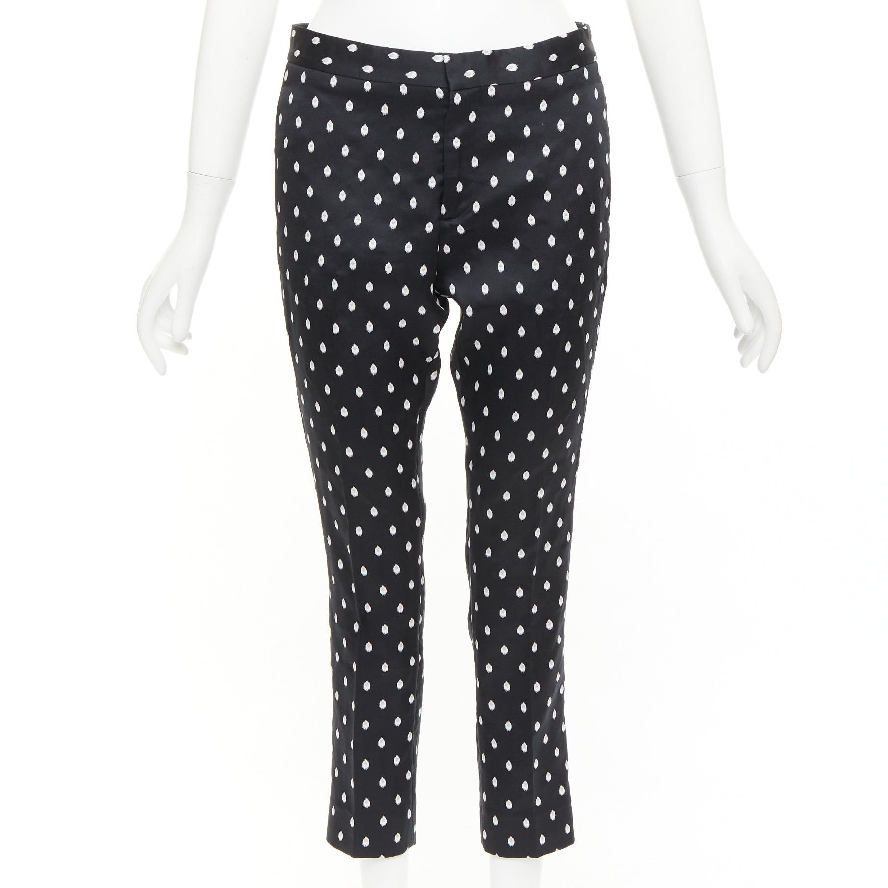Giambattista Valli GIAMBATTISTA VALLI black white dot brocade tapered crop pants IT40 XS Size 27" / US 4 / IT 40 - 1 Thumbnail