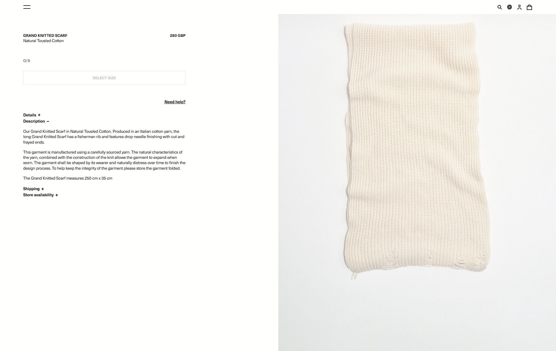 Our Legacy Our Legacy Grand Knitted Scarf - Natural Tousled Cotton Size ONE SIZE - 12 Thumbnail