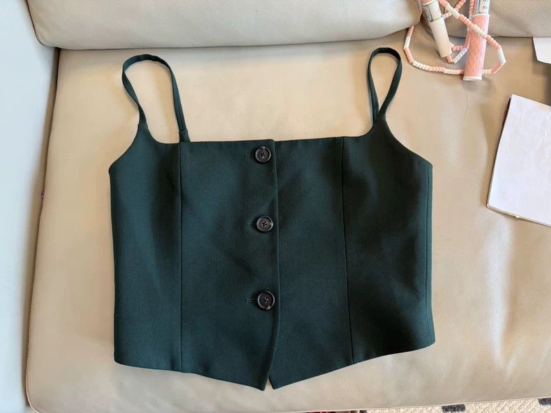 HELMUT LANG size6 Green and black suspenders