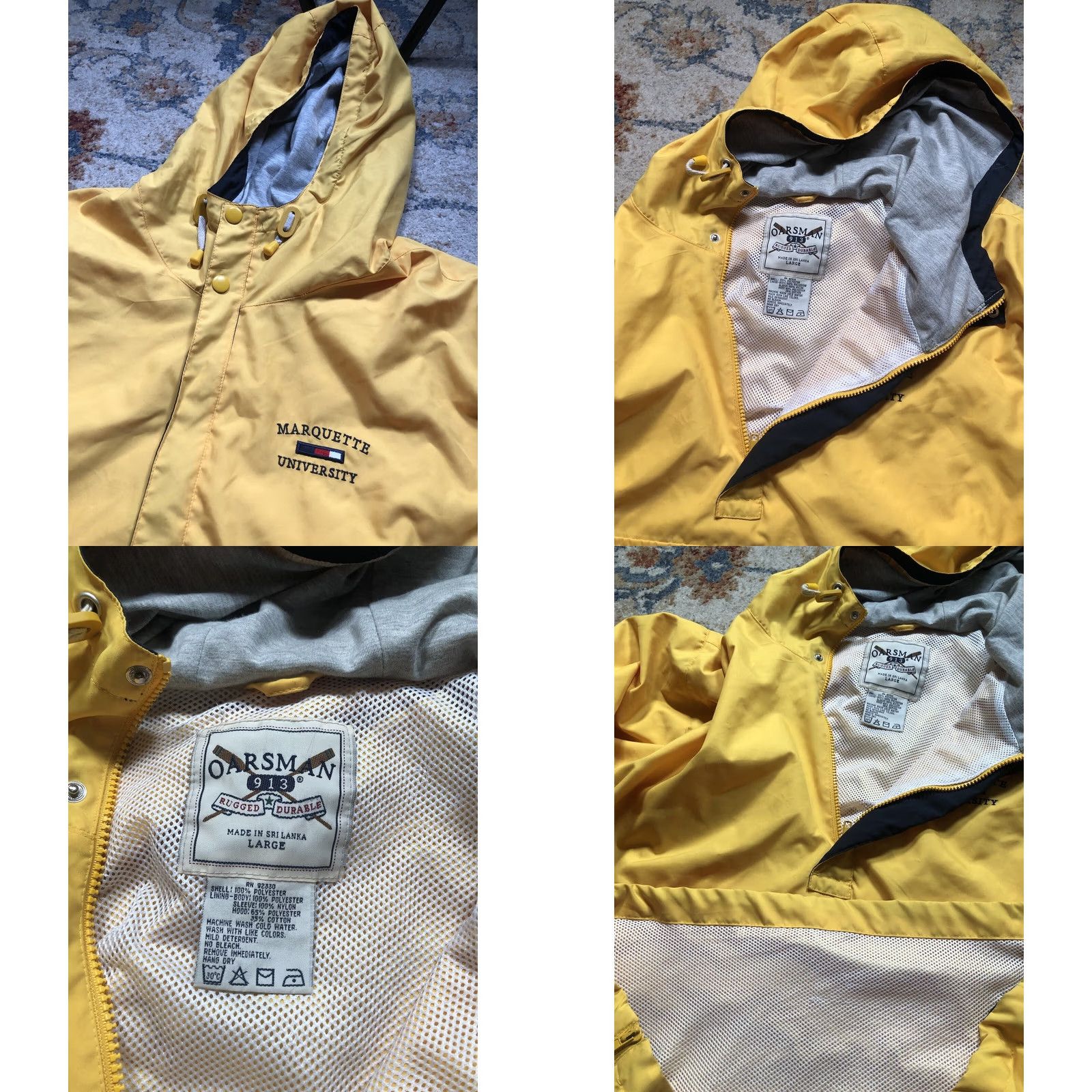 Rains Oarsman 913 Jacket Men L Yellow Zip Hooded Rain Coat Outdoor Size US L / EU 52-54 / 3 - 8 Thumbnail
