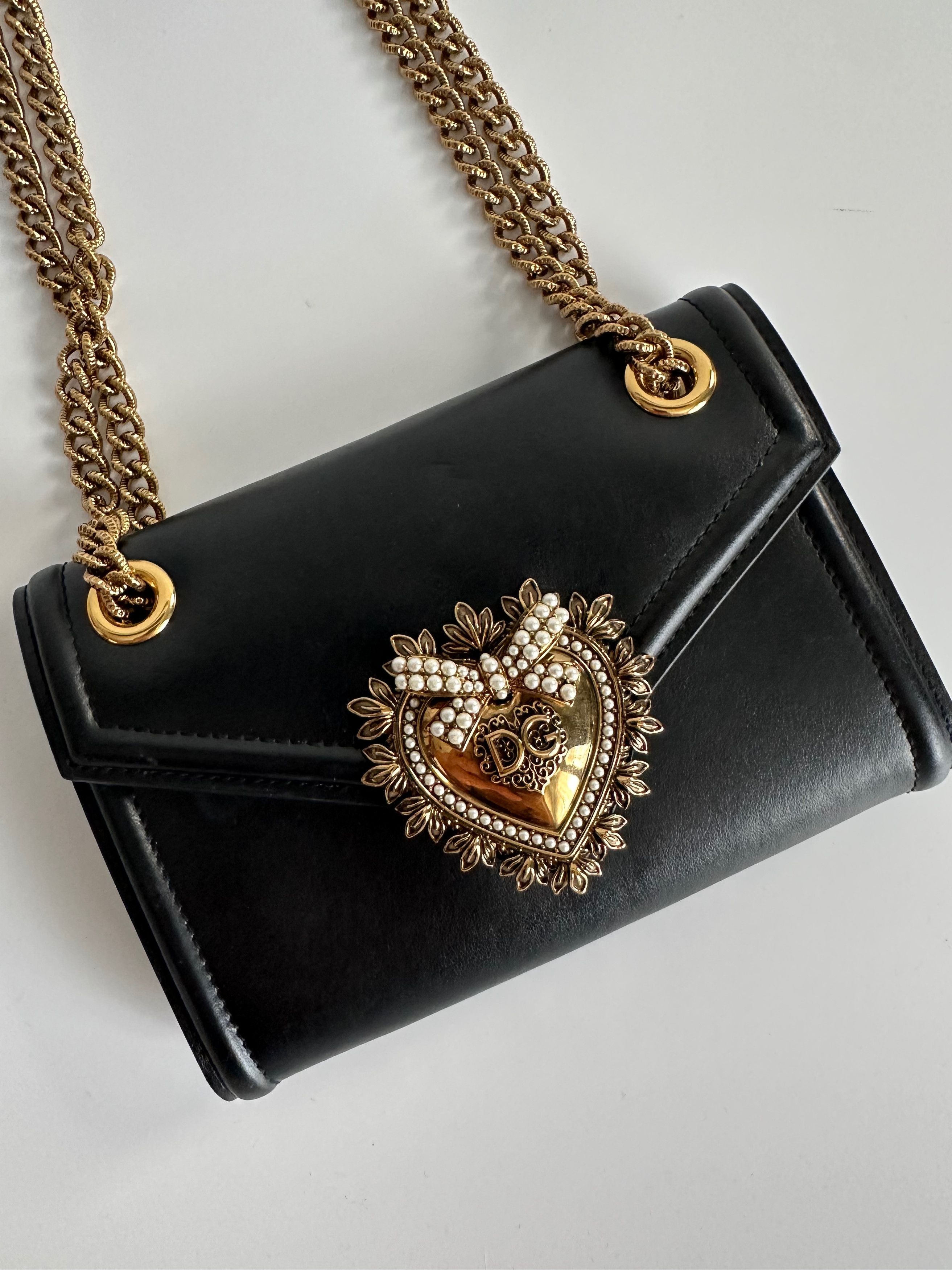 Dolce & Gabbana Dolce & Gabbana Devotion Mini Black Leather Bag Shoulder Size ONE SIZE - 1 Thumbnail