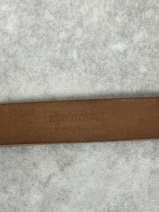 Roberto Cavalli 2000s Roberto Cavalli Golden & Silver Crocodile Skin Effect Leather Belt Size ONE SIZE - 7 Thumbnail