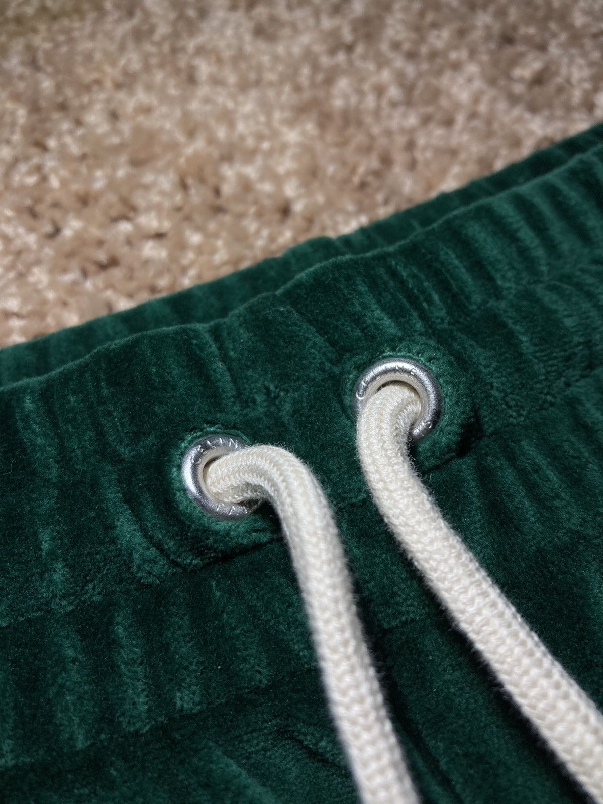 Celine × Hedi Slimane New SS23 Celine Velvet Track Pants Green 2023 Logo Velour 90 Size US 30 / EU 46 - 4 Thumbnail