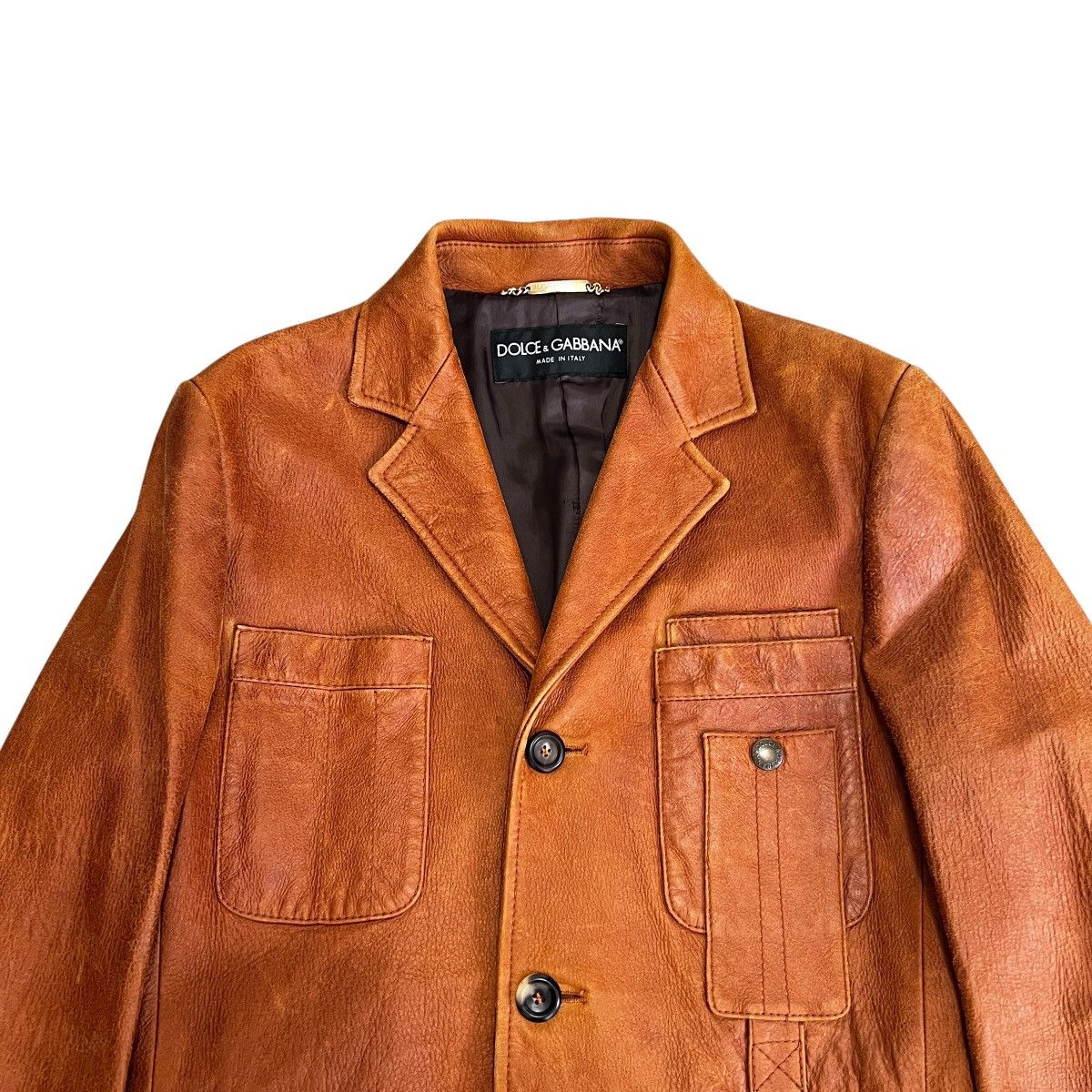 Dolce & Gabbana DOLCE & GABBANA 2002AW Vintage Leather Tailored Coat 46 Size US M / EU 48-50 / 2 - 2 Thumbnail