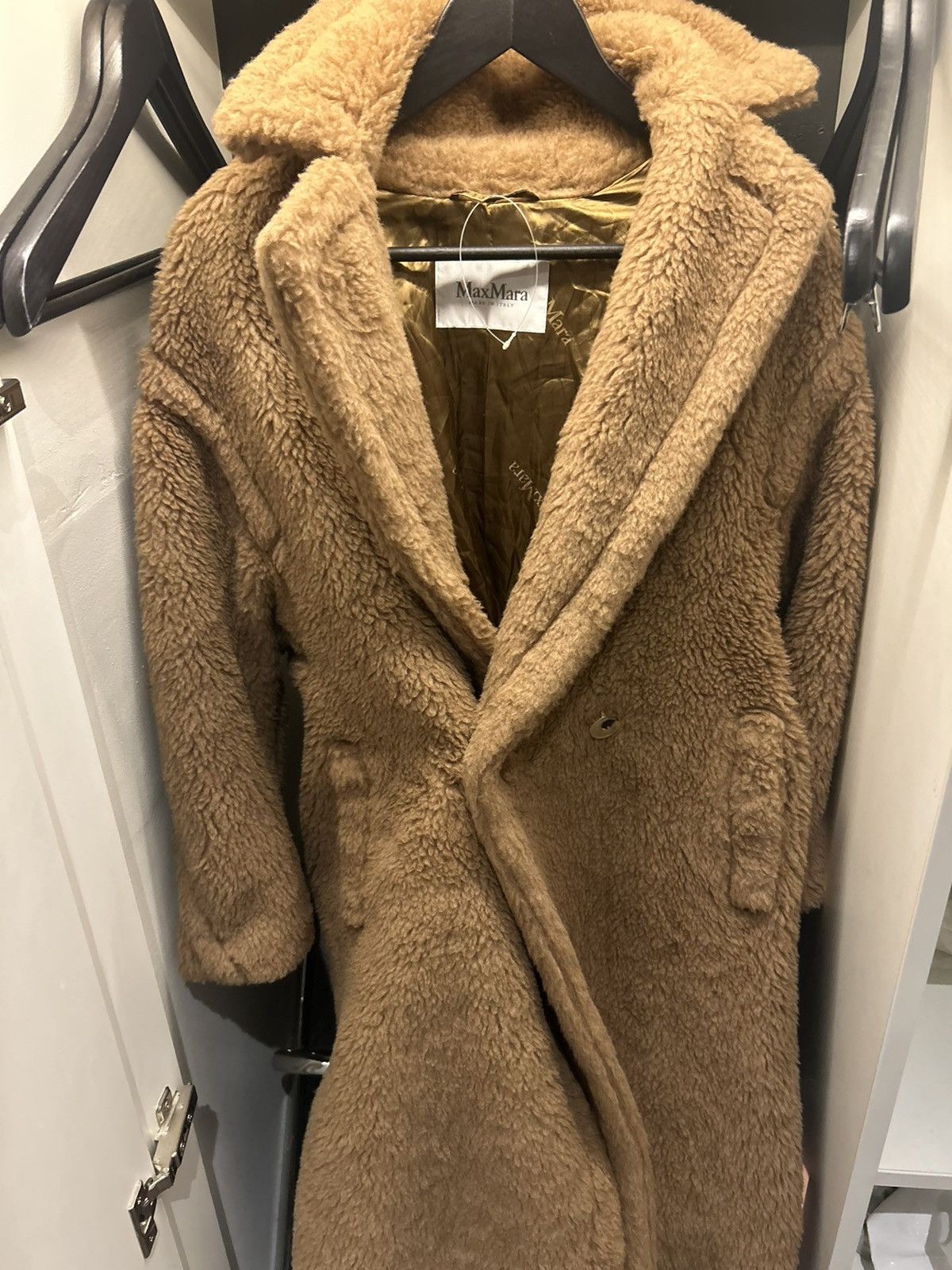 image of Max Mara Teddy Bear Icon Coat in Camel, Women's (Size XS)