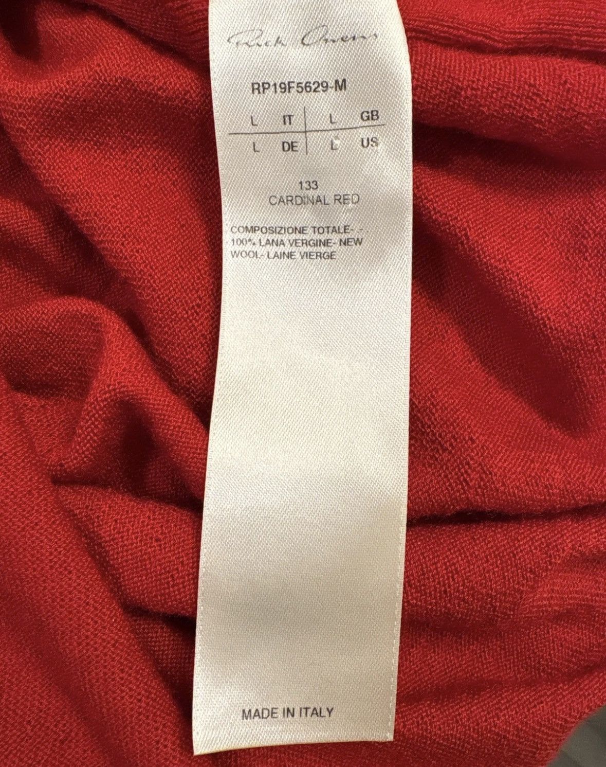 Rick Owens Rick Owens FW19 Larry Cardinal Red Virgin Wool Knit Sweater Size US M / EU 48-50 / 2 - 7 Thumbnail