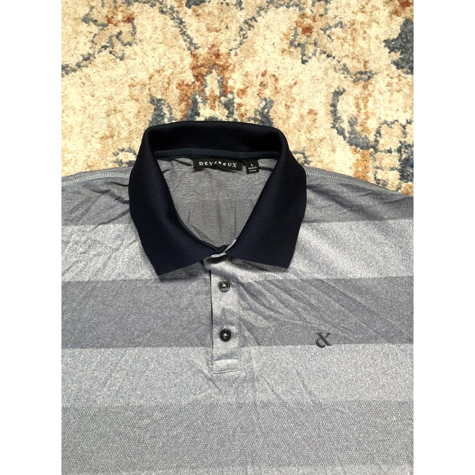 Vintage Devereux Polo Shirt Mens Large Gray Stripe Short Sleeve Golf Performance Shirt Size US L / EU 52-54 / 3 - 2 Thumbnail
