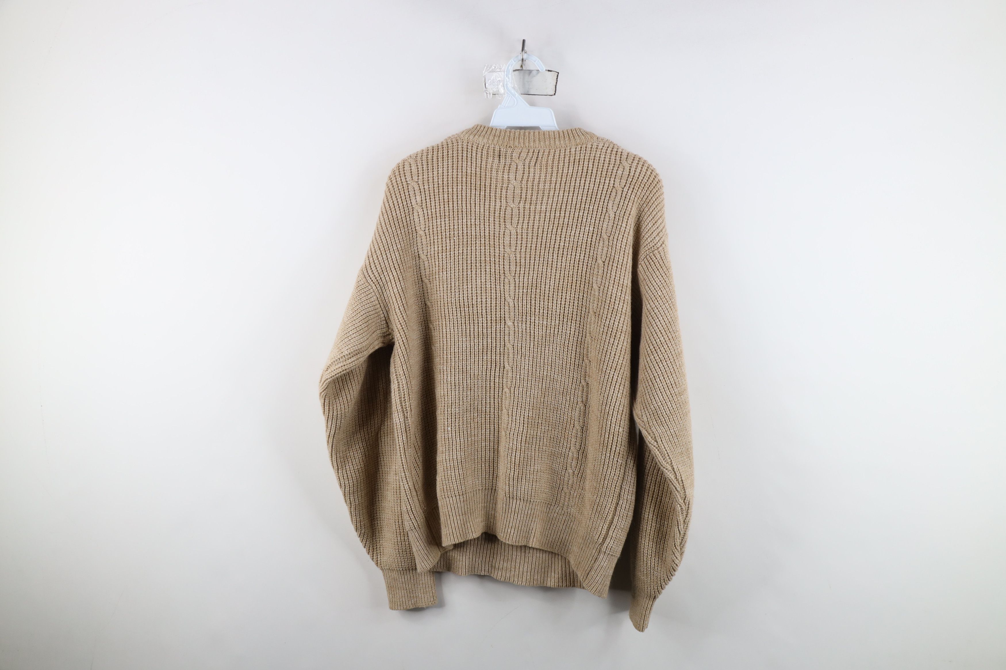 Vintage Vintage 90s Streetwear Ribbed Cable Knit Sweater Beige Size L / US 10 / IT 46 - 8 Thumbnail