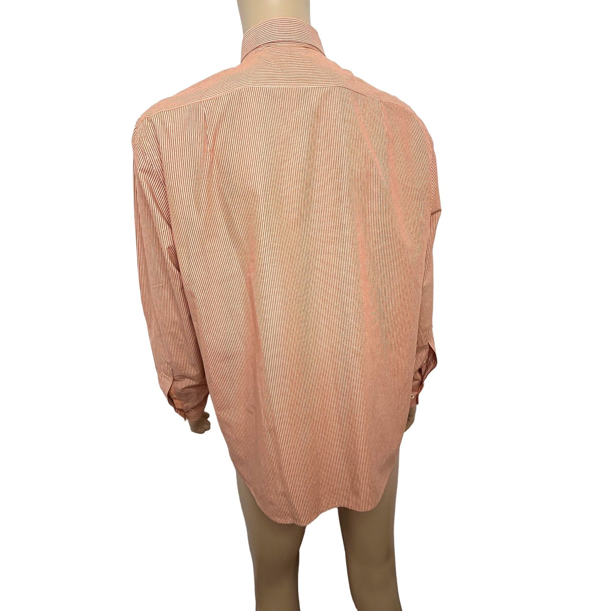 Izod IZOD Men’s Button Up Shirt Orange White Striped L Slim Contr Size US L / EU 52-54 / 3 - 5 Thumbnail