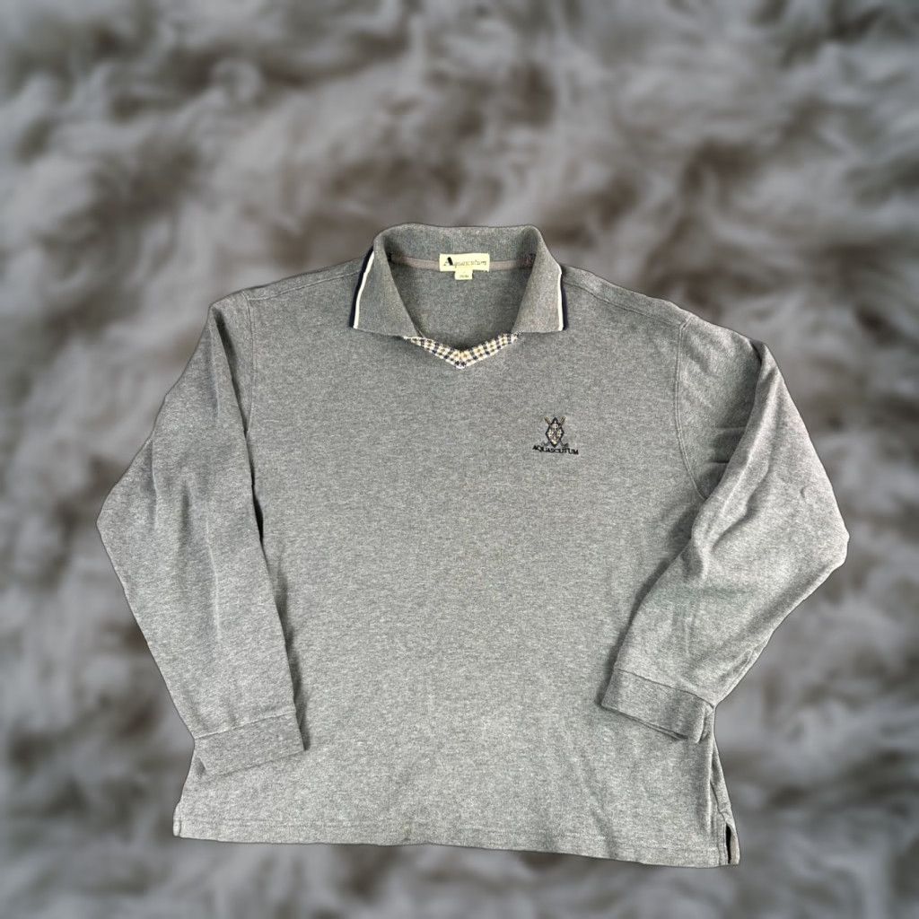 Aquascutum VINTAGE Aquascutum London Gray Long Sleeve Polo Houndstooth Crest Golf Logo Size L Mens Shirt Size US L / EU 52-54 / 3 - 1 Thumbnail