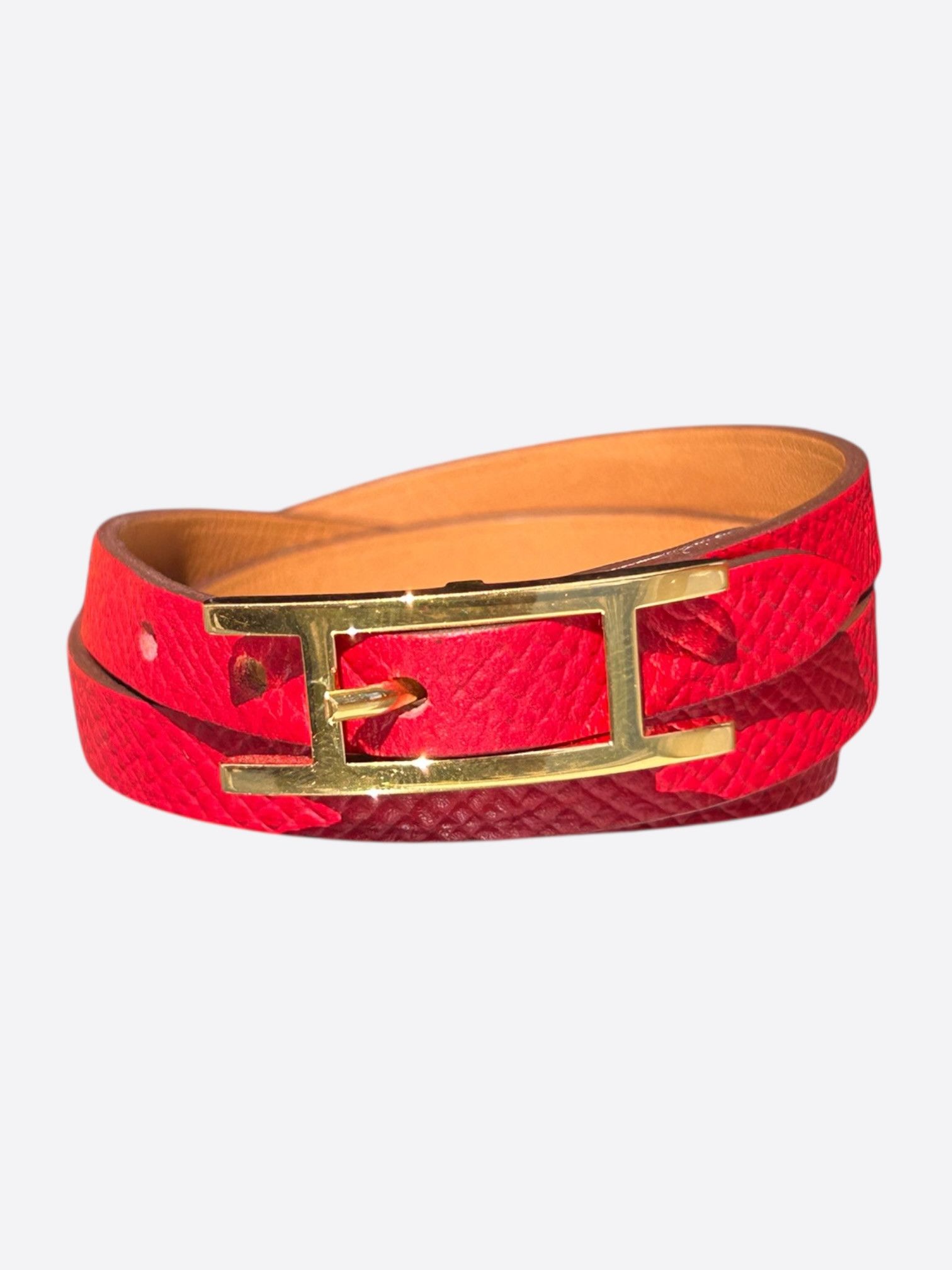 Hermes Pink Epsom & Gold Hardware Behapi Double Tour Bracelet Size ONE SIZE - 1 Thumbnail