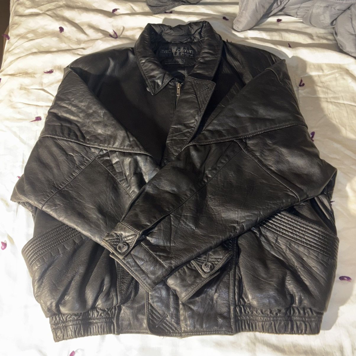 Marc Buchanan Vintage All Black Pelle Pelle Bomber Jacket Size US L / EU 52-54 / 3 - 2 Thumbnail