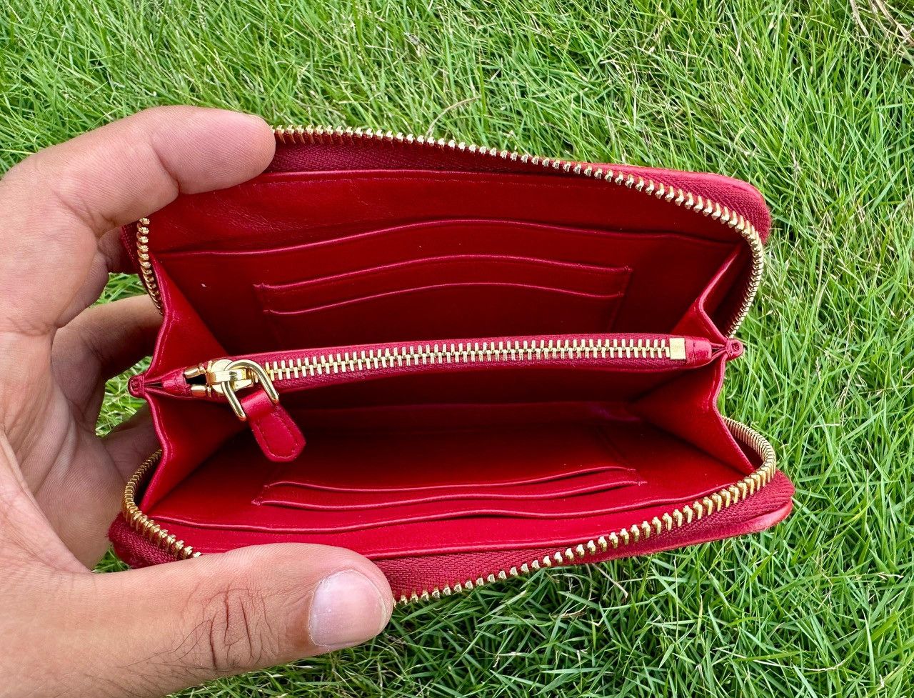 Prada Portagfolio Lampo Gaufre Nappa Leather In Rosso Round Zipper Size ONE SIZE - 9 Thumbnail