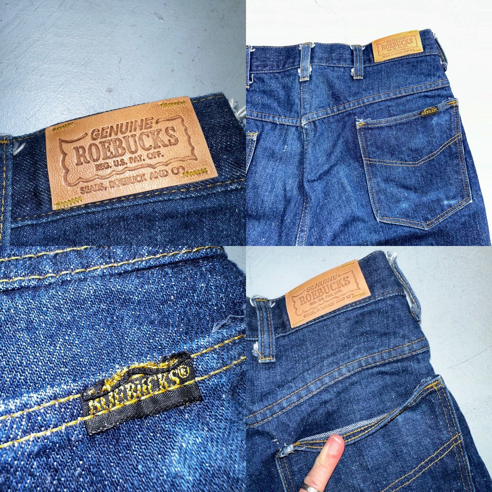 Sears VTG Sears Roebucks Jeans 34x30 Mens USA Rockabilly Dark Denim Blue 70s Cowboy Logo Retro Straight Jeans Mens Size US 34 / EU 50 - 10 Thumbnail