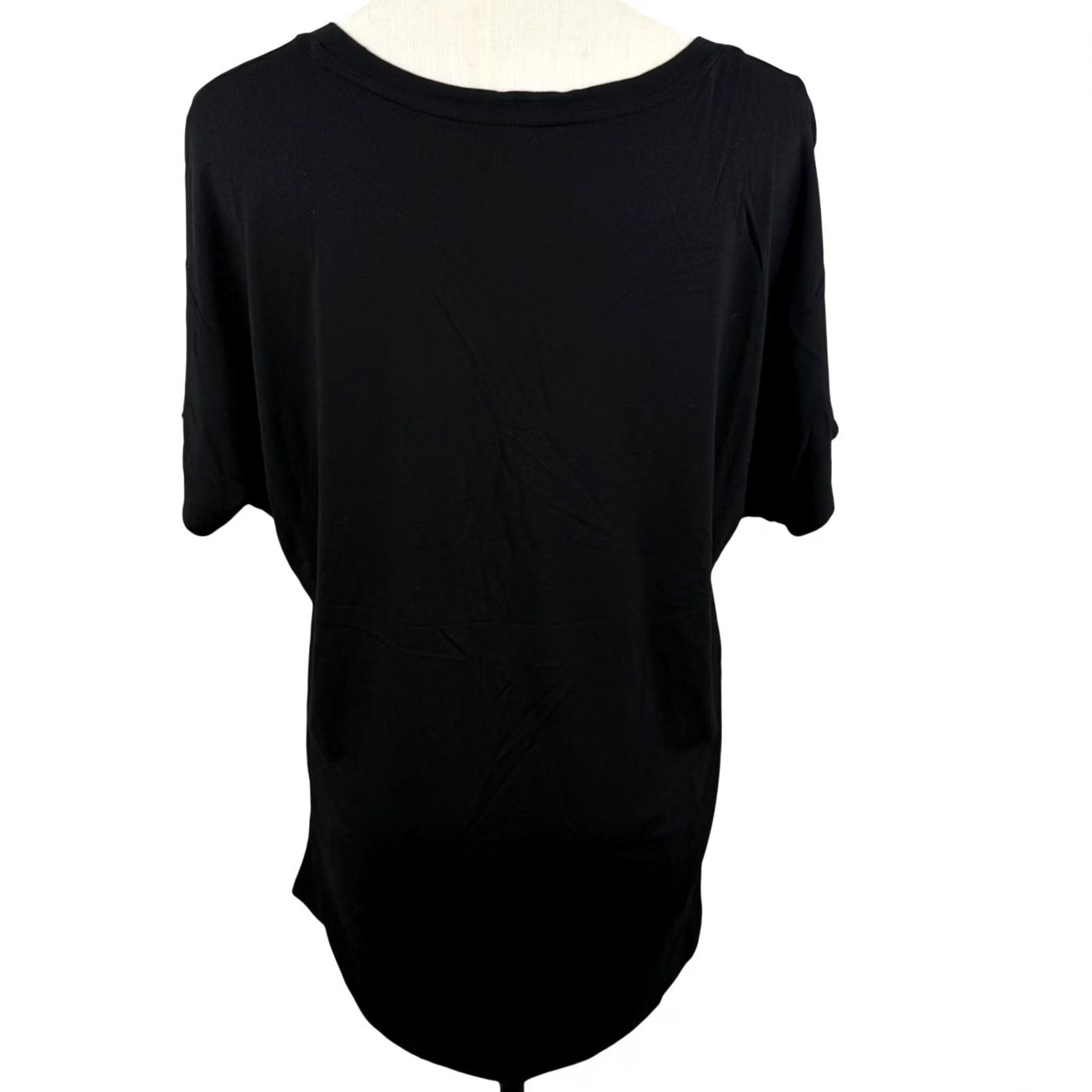 Gap Gap Luxe Scoop Neck T-Shirt Black Relaxed Fit High-Low Hem Basic Tee Ladies S Size S / US 4 / IT 40 - 2 Thumbnail