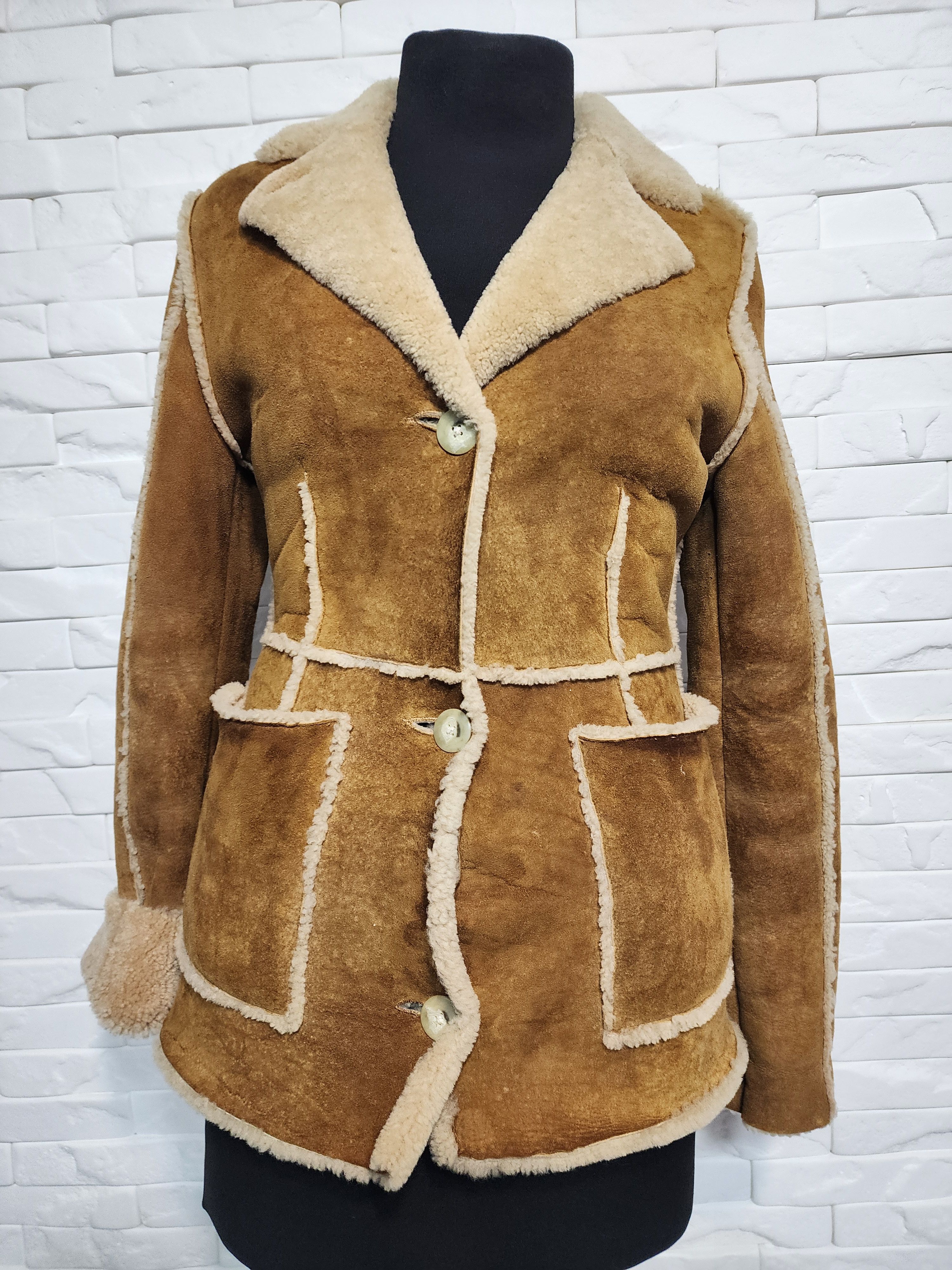 Furla Women's Brown Sheepskin Coat: Wide Fur Collar Size S / US 4 / IT 40 - 1 Thumbnail