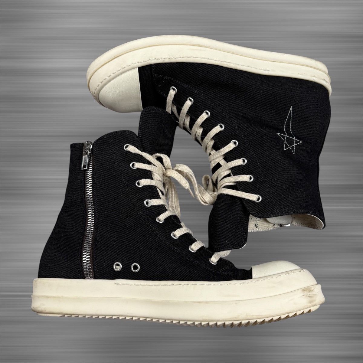 Rick Owens Rick Owens DRKSHDW Pentagram Embroidery High ‘Black’ Shoes Size US 12 / EU 45 - 3 Thumbnail