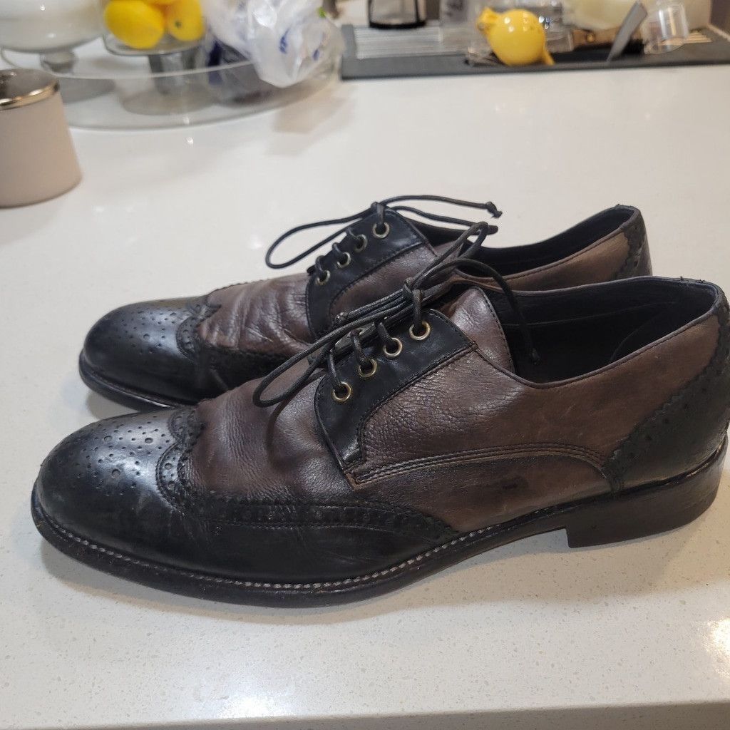 John Varvatos John Varvatos Men's Lace-Up Black/Brown Oxford Genuine Leat Size US 10.5 / EU 43-44 - 5 Thumbnail
