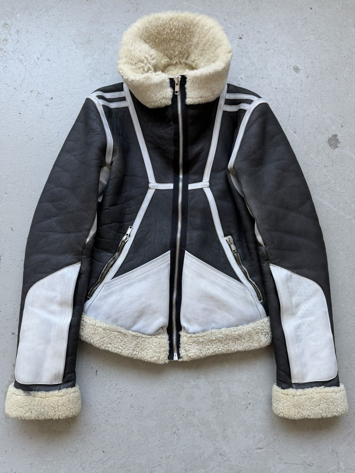 Rick Owens Rick Owens FW08 STAG Black & White Geo Shearling Jacket Size US S / EU 44-46 / 1 - 2 Thumbnail