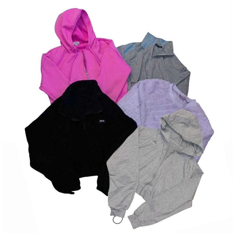Other Lot of 5 Women's Crop Sweatshirts/Hoodies Sherpa Fuzzy Small Size S / US 4 / IT 40 - 2 Thumbnail