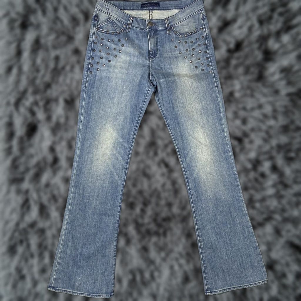 Vintage Rock & Republic Jeans Kasandra 12M Studded Pockets Stretch Bootcut 5-Pocket Denim Blue Ladies Size 34" / US 12 / IT 48 - 1 Thumbnail