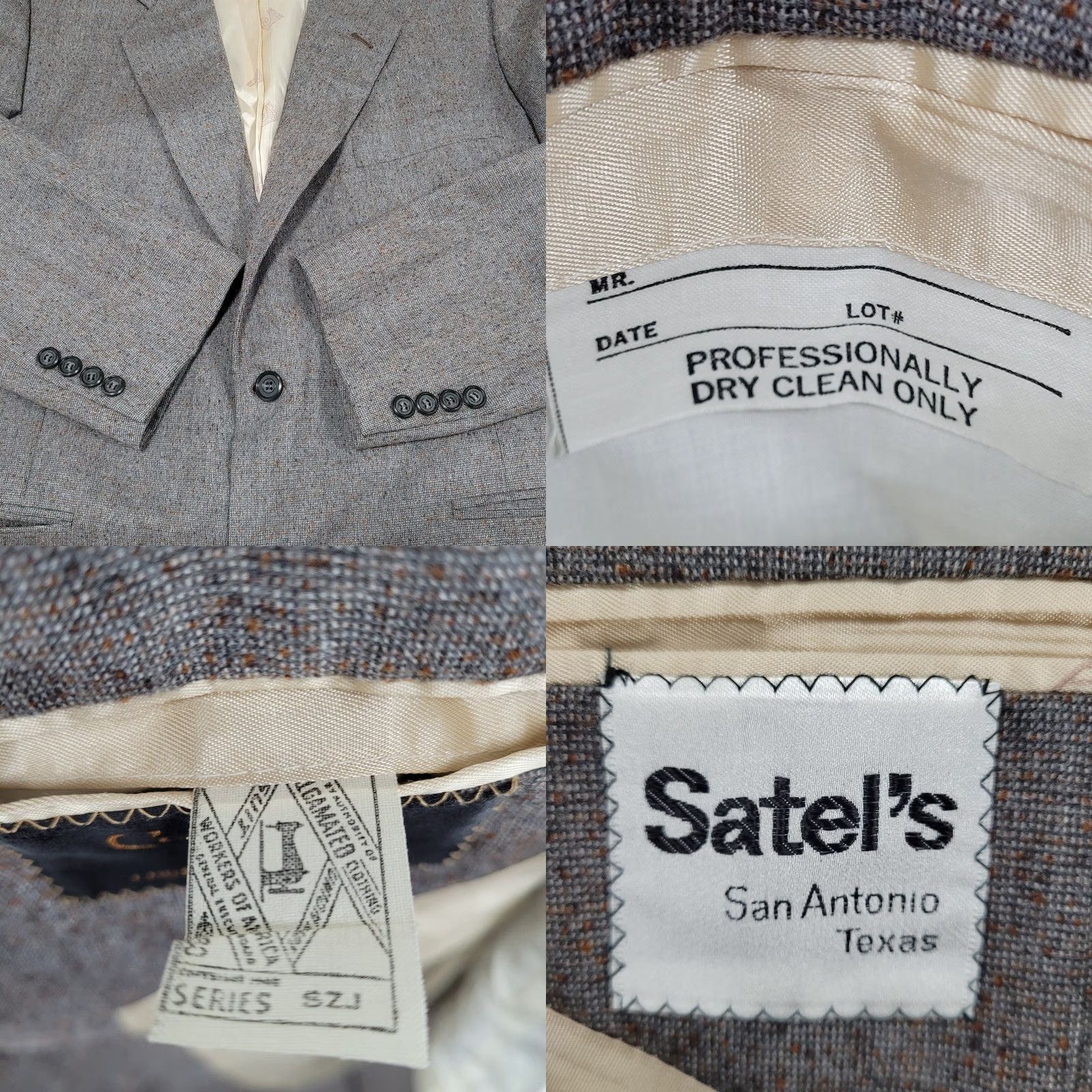 Pierre Cardin VTG Cardin Grey Brown Couture Collection Blazer Sport Coat 2 Button Notch USA 41 Mens Jacket Size 42R - 9 Thumbnail