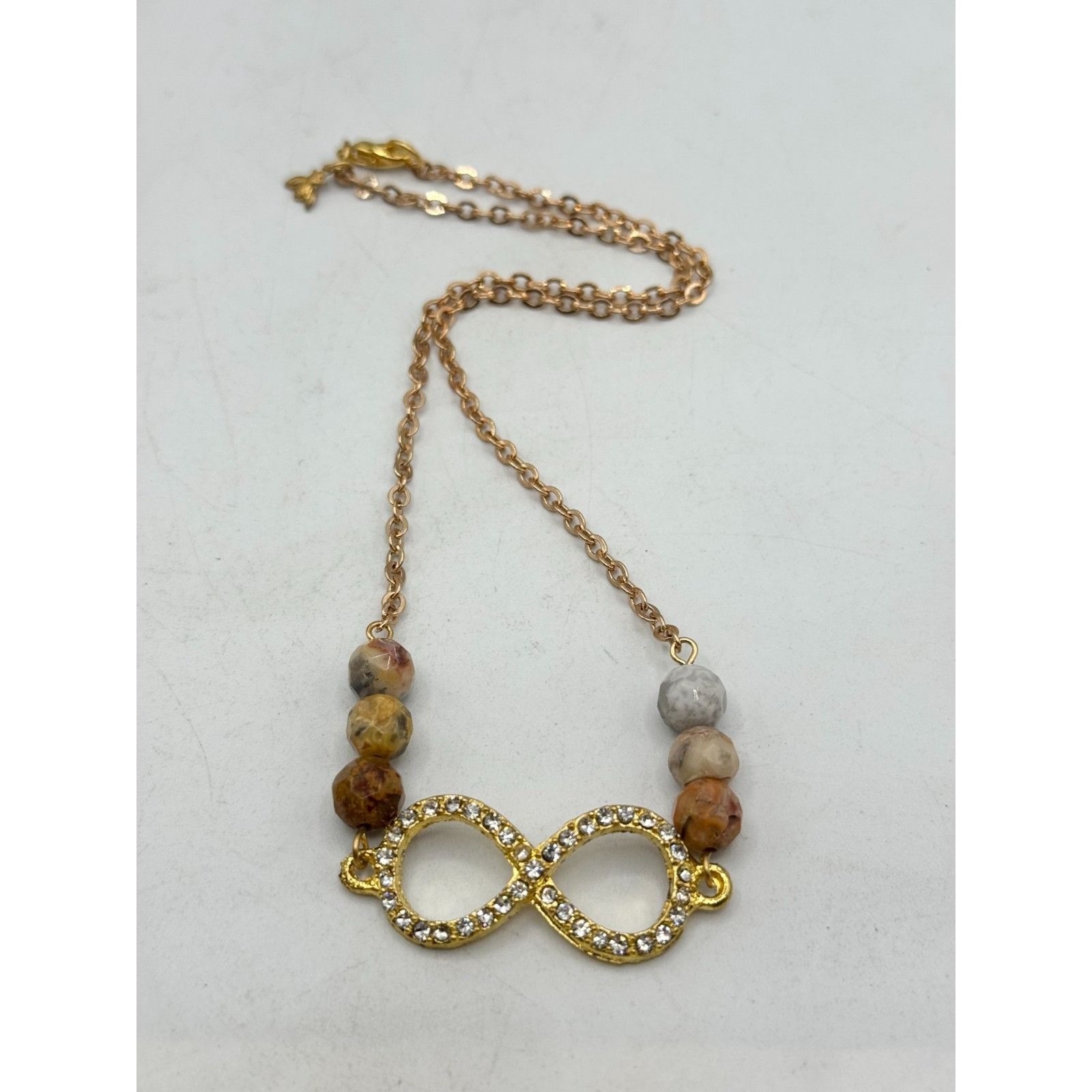 Vintage Vintage rhinestone infinity sign semi precious bead necklace Size ONE SIZE - 4 Thumbnail