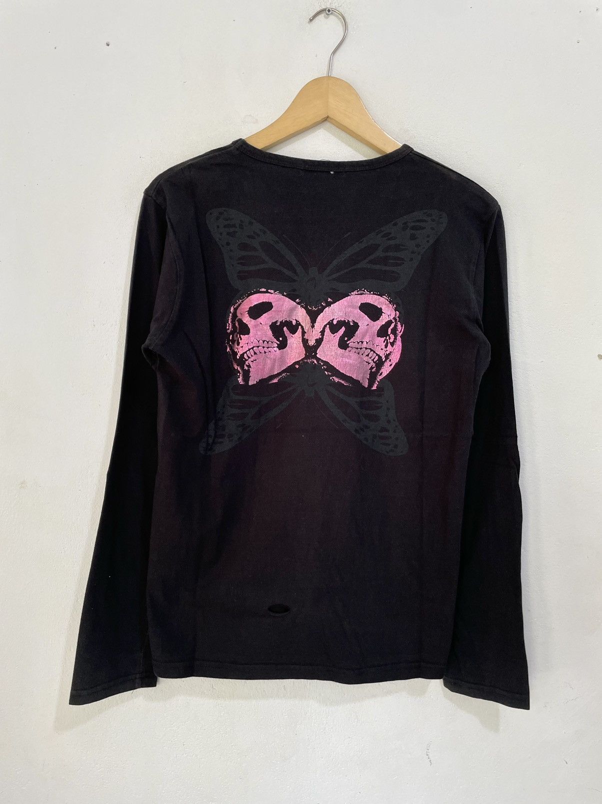 Japanese Distressed Longsleeve Poem Skull