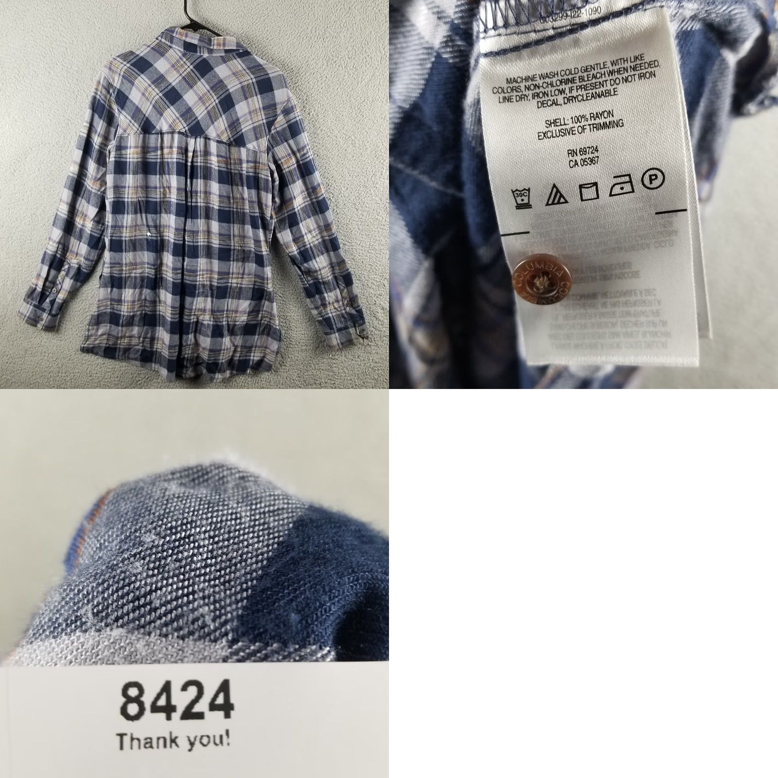 Vintage Columbia Flannel Tunic Shirt Women’s Medium Plaid Button-Up Outdoor Shirt Size M / US 6-8 / IT 42-44 - 8 Thumbnail