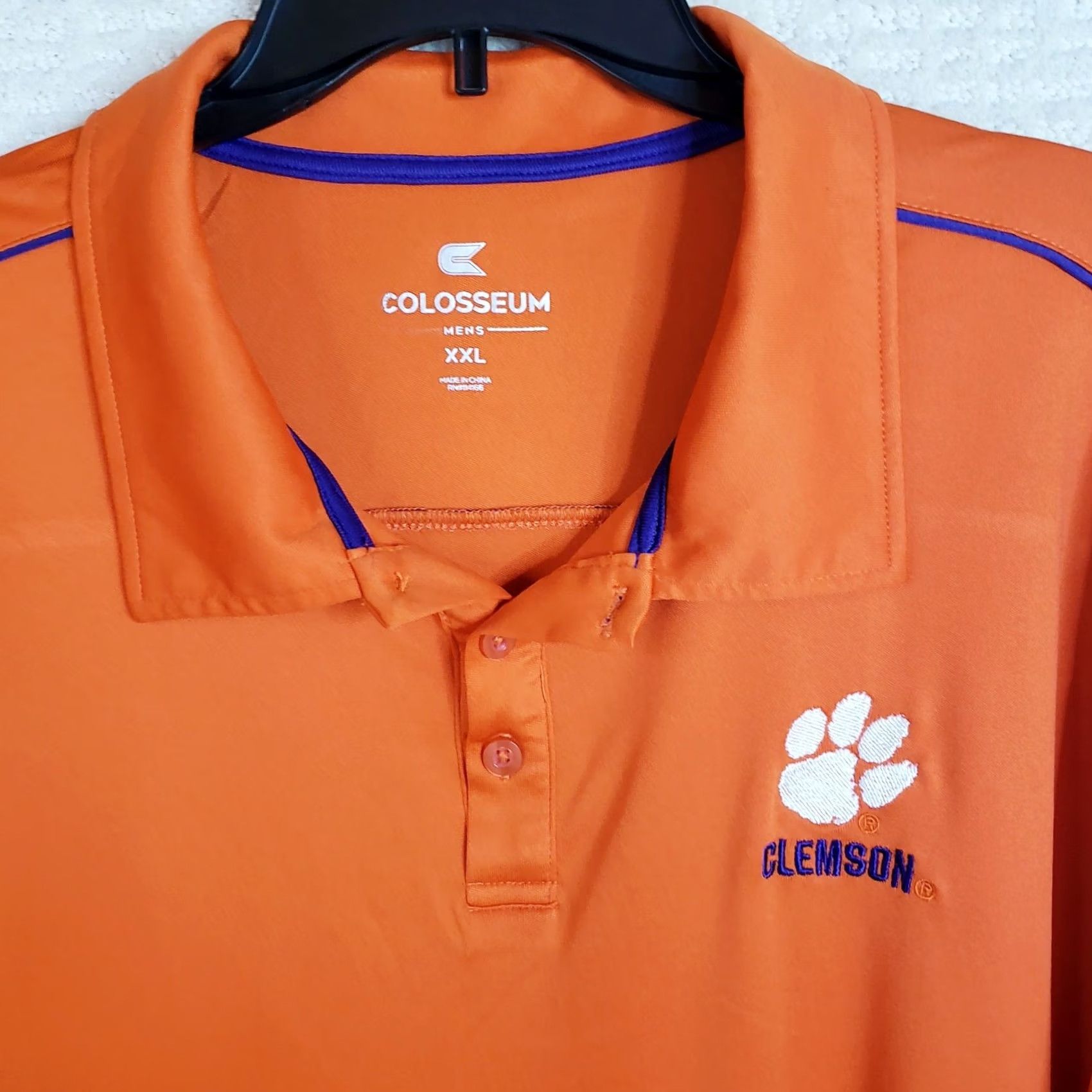 Vintage VINTAGE Colosseum Clemson Tigers Striped Polo Shirt Orange Purple Paw Golf XXL Size US XXL / EU 58 / 5 - 3 Thumbnail