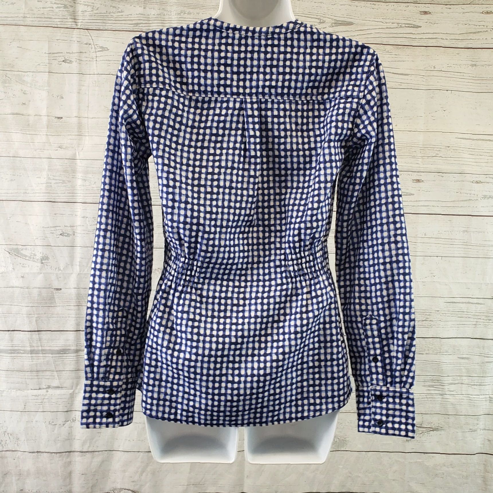 Vintage Lucy Womens Popover Top XS Blue Long Sleeve Blouse Smocked Sides Size XS Womens Size XS / US 0-2 / IT 36-38 - 4 Thumbnail