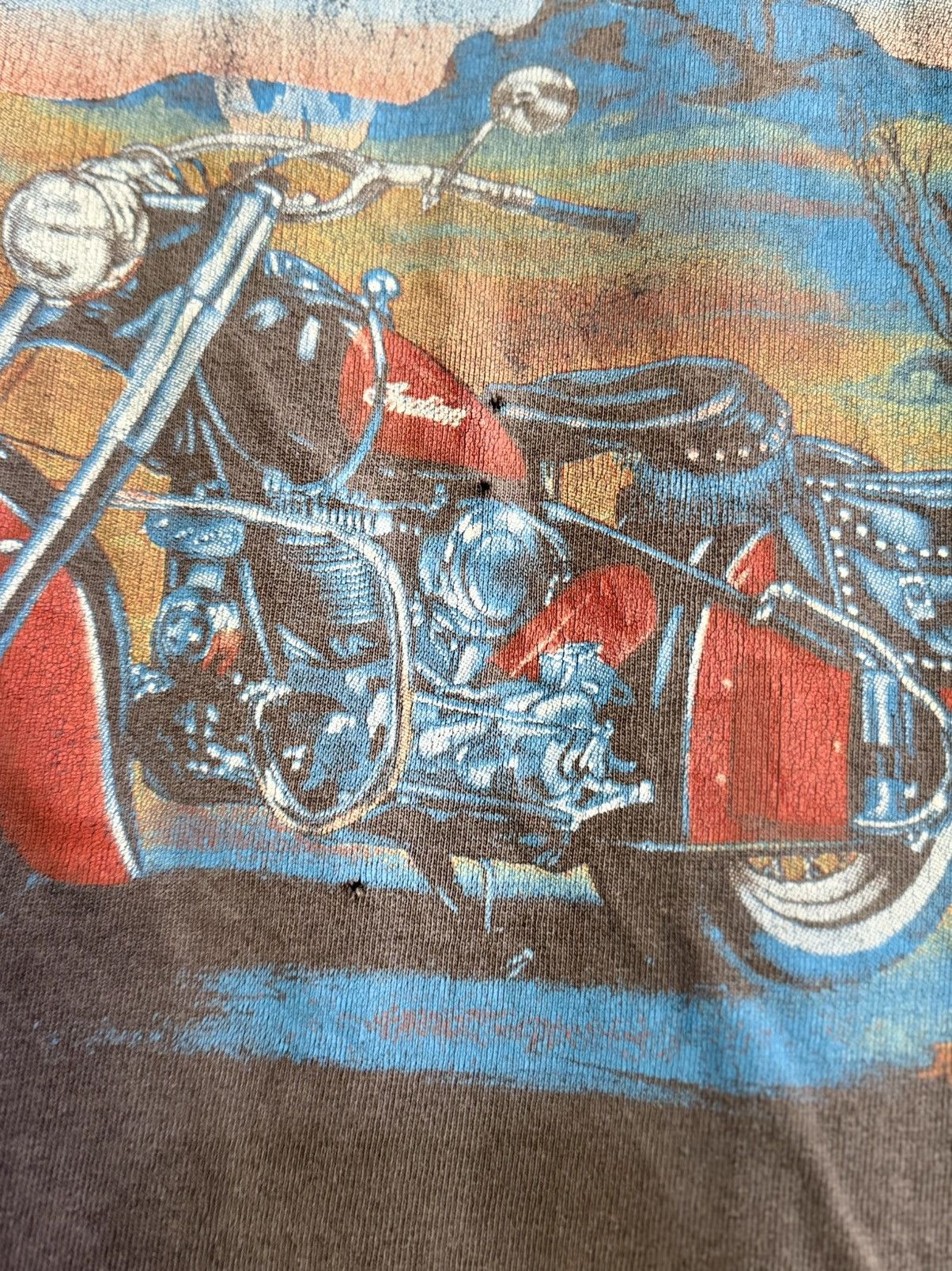 Harley Davidson Thrashed Vintage 90s Indian Motocycle Sun Faded Tee Size US XL / EU 56 / 4 - 4 Thumbnail