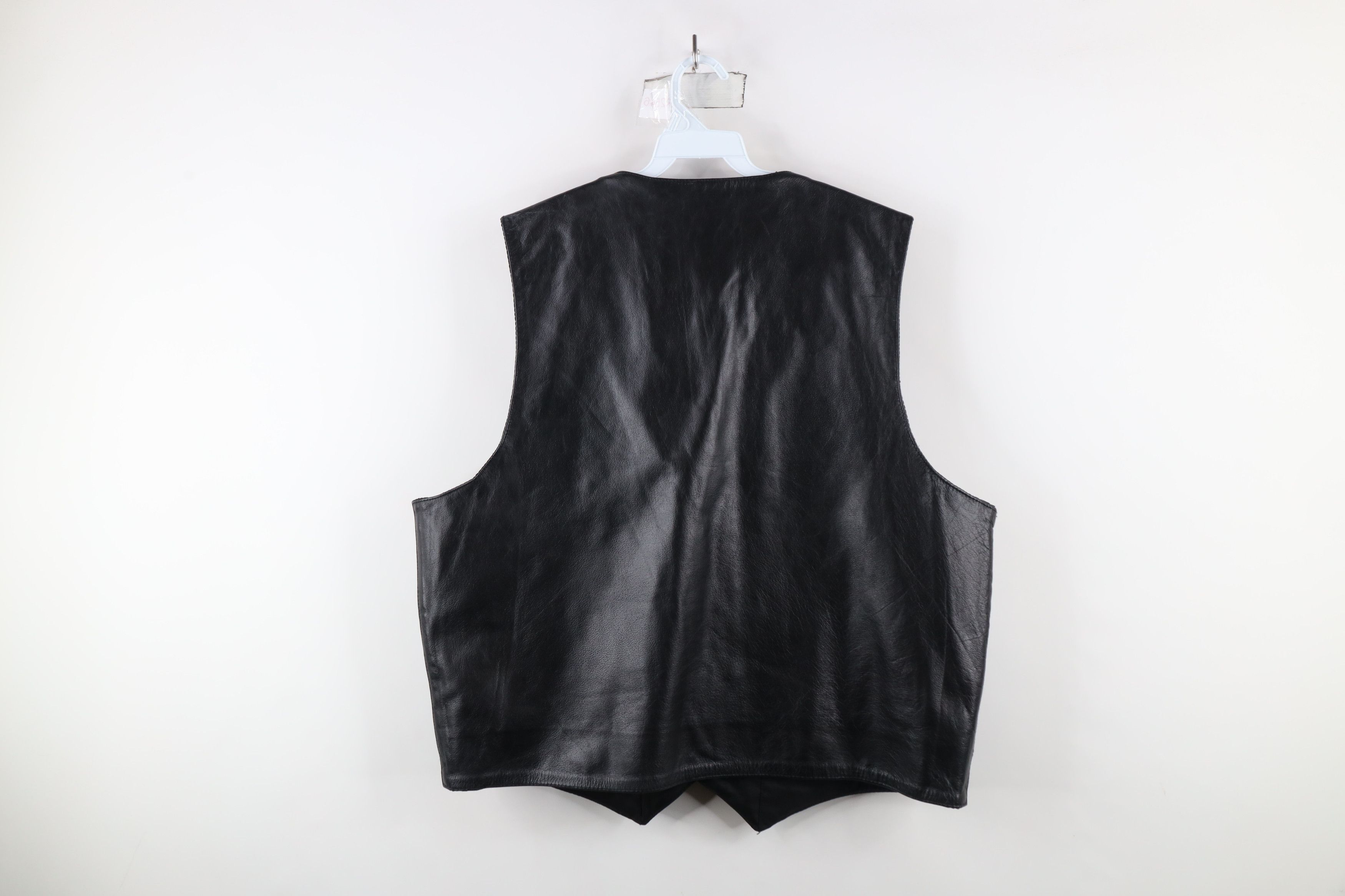 Vintage Vintage 90s Streetwear Leather Motorcycle Vest Jacket Black Size US XXL / EU 58 / 5 - 12 Thumbnail