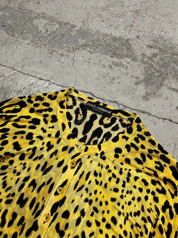 Dolce & Gabbana 2010s Dolce & Gabbana Leopard Black & Yellow Cardigan Size M / US 6-8 / IT 42-44 - 5 Thumbnail