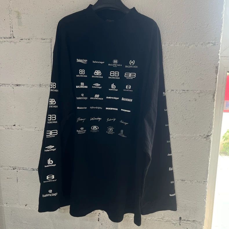 Balenciaga Balenciaga Black Logo Long Sleeve T-shirt - dmc Size US XL / EU 56 / 4 - 1 Thumbnail