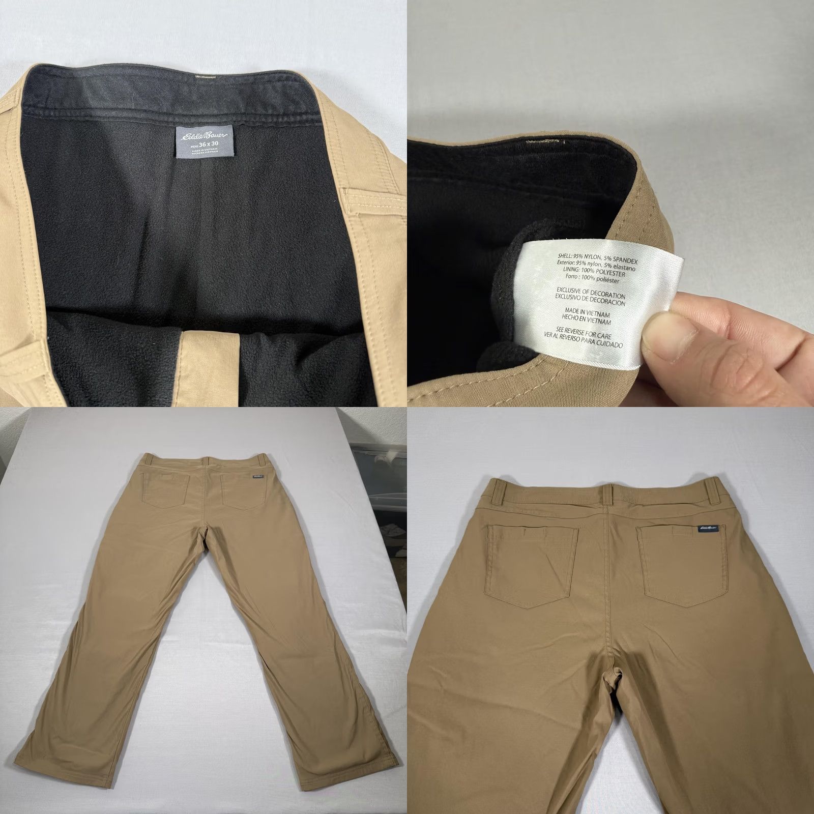 Eddie Bauer Eddie Bauer Pants Mens 36x30 Beige Fleece-Lined Straight Fit Outdoor Chino Casual Regular 36x30 Mens Beige Logo Pockets Zipper Belt Loops Vintage: No Size US 36 / EU 52 - 9 Thumbnail