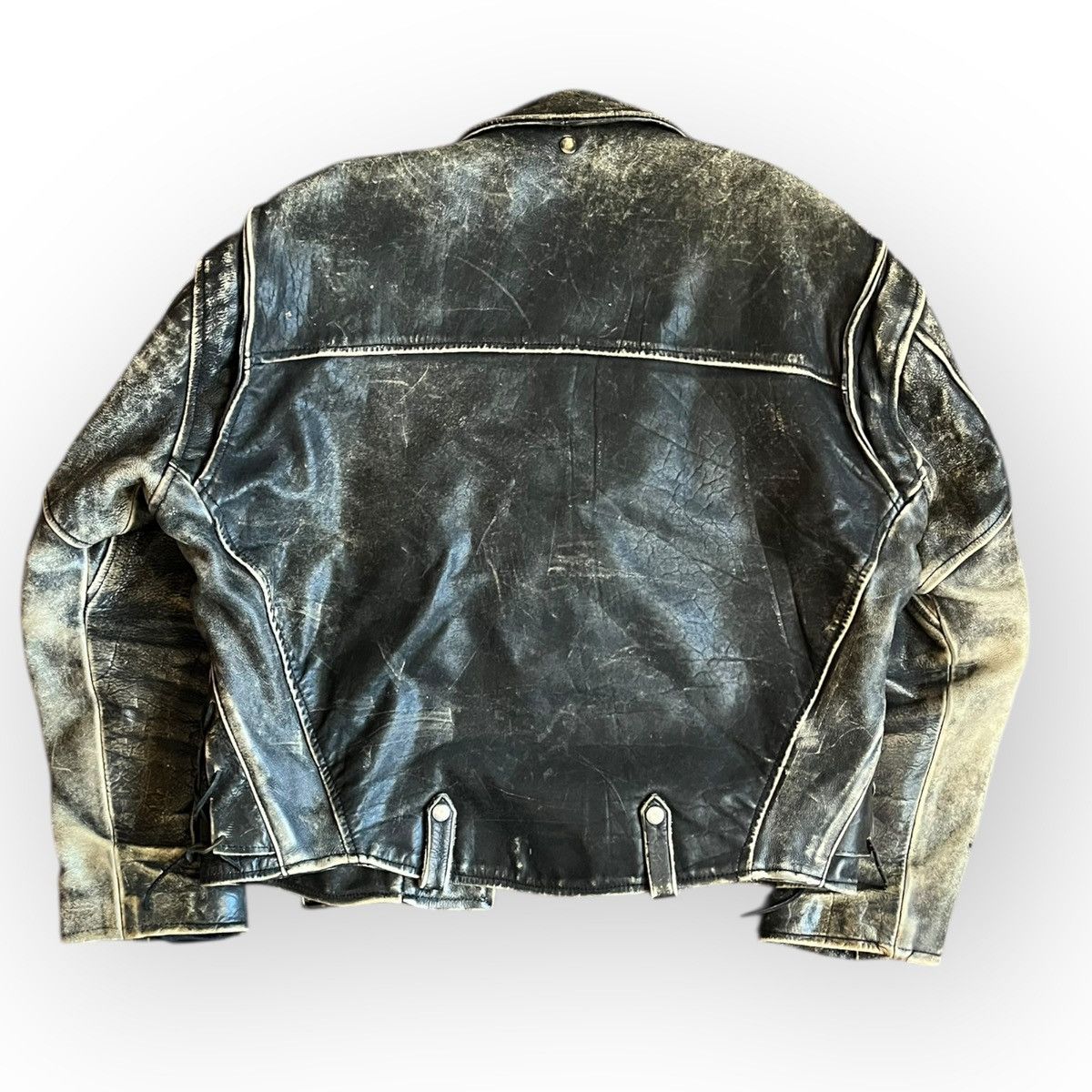 Vintage Vintage 90s 2BU Distressed Leather Biker Jacket Large Size US L / EU 52-54 / 3 - 2 Thumbnail