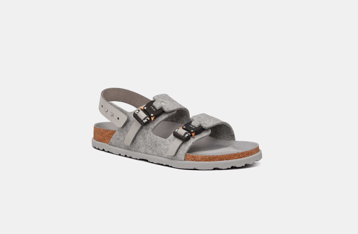 Birkenstock × Dior o1w1db10125 Milano Sandal Felt in Gray Size US 12 / EU 45 - 2 Thumbnail