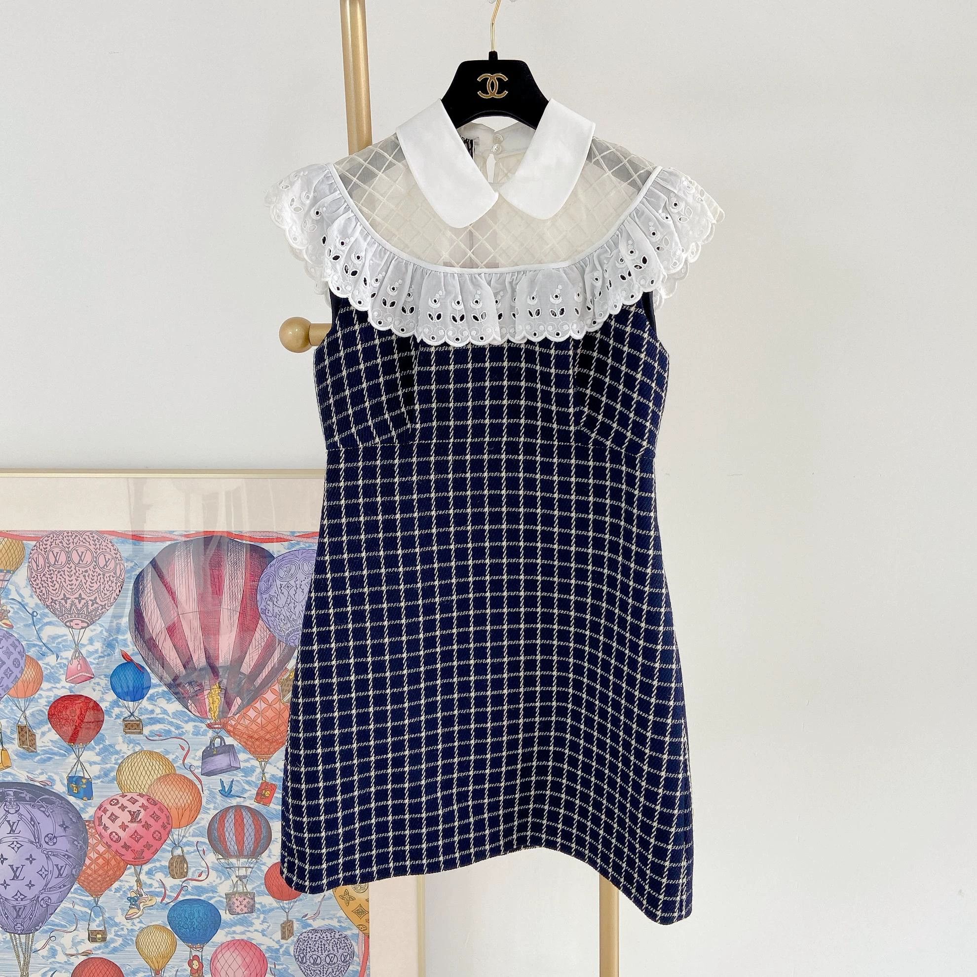 Miu Miu MIUMIU lace check dress 40 with tags Size S / US 4 / IT 40 - 3 Thumbnail
