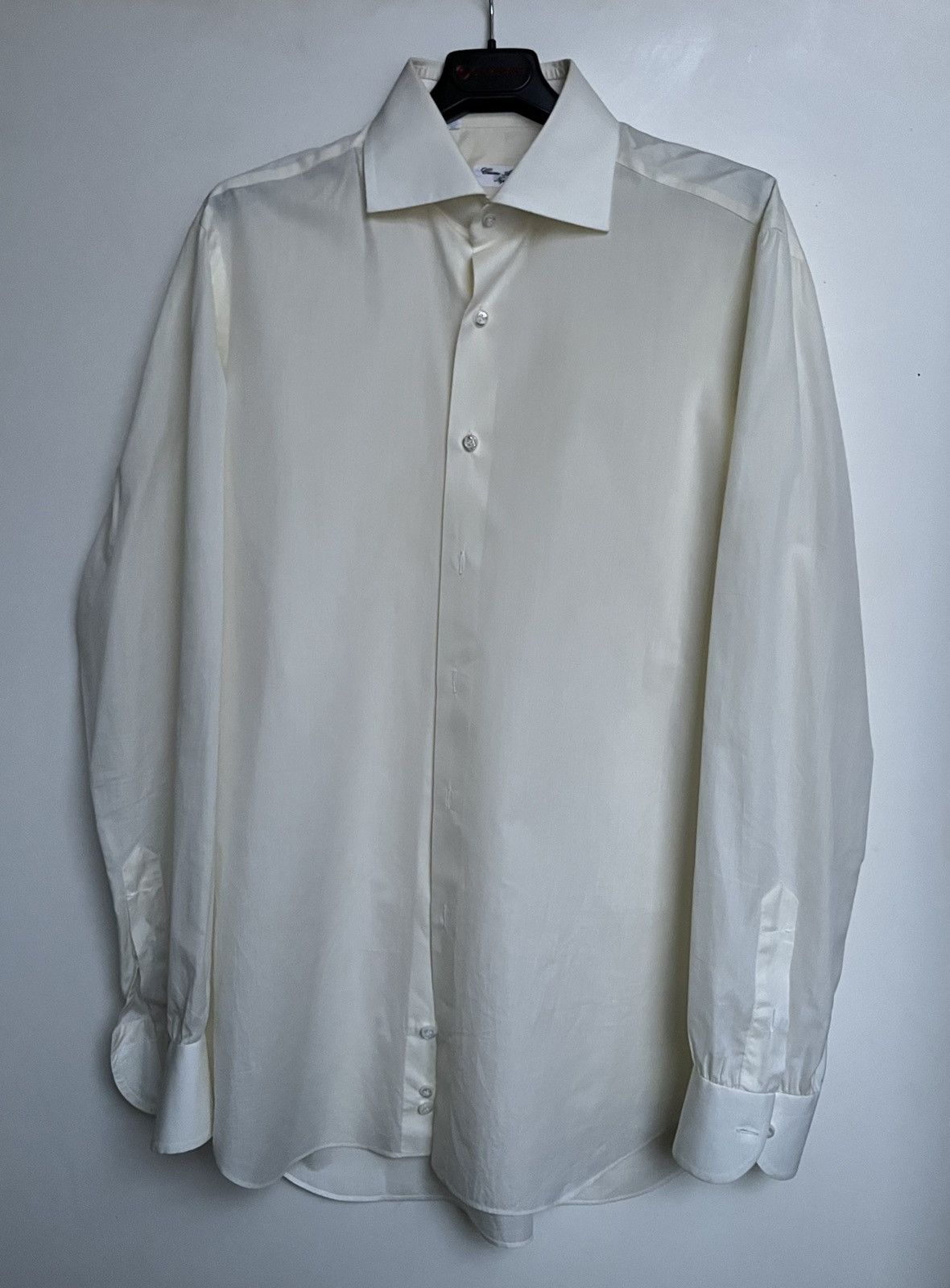 image of Cesare Attolini Classic Dress Shirt 42 16 1/2 in Ivory Yellow, Men's (Size Medium)