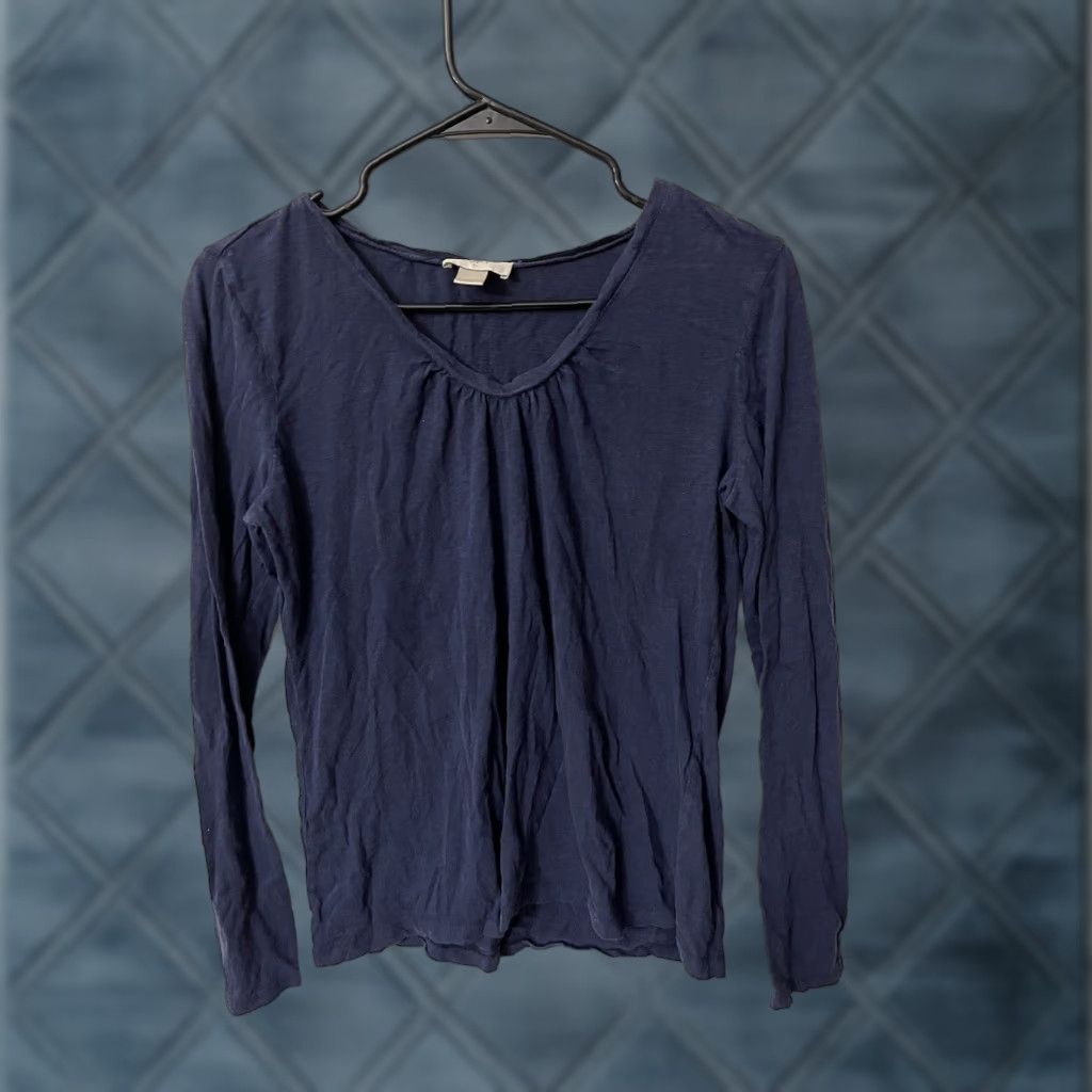 Loft VINTAGE Loft Blouse Womens Size Medium Navy Blue Long Sleeve V Neck Size M / US 6-8 / IT 42-44 - 1 Thumbnail